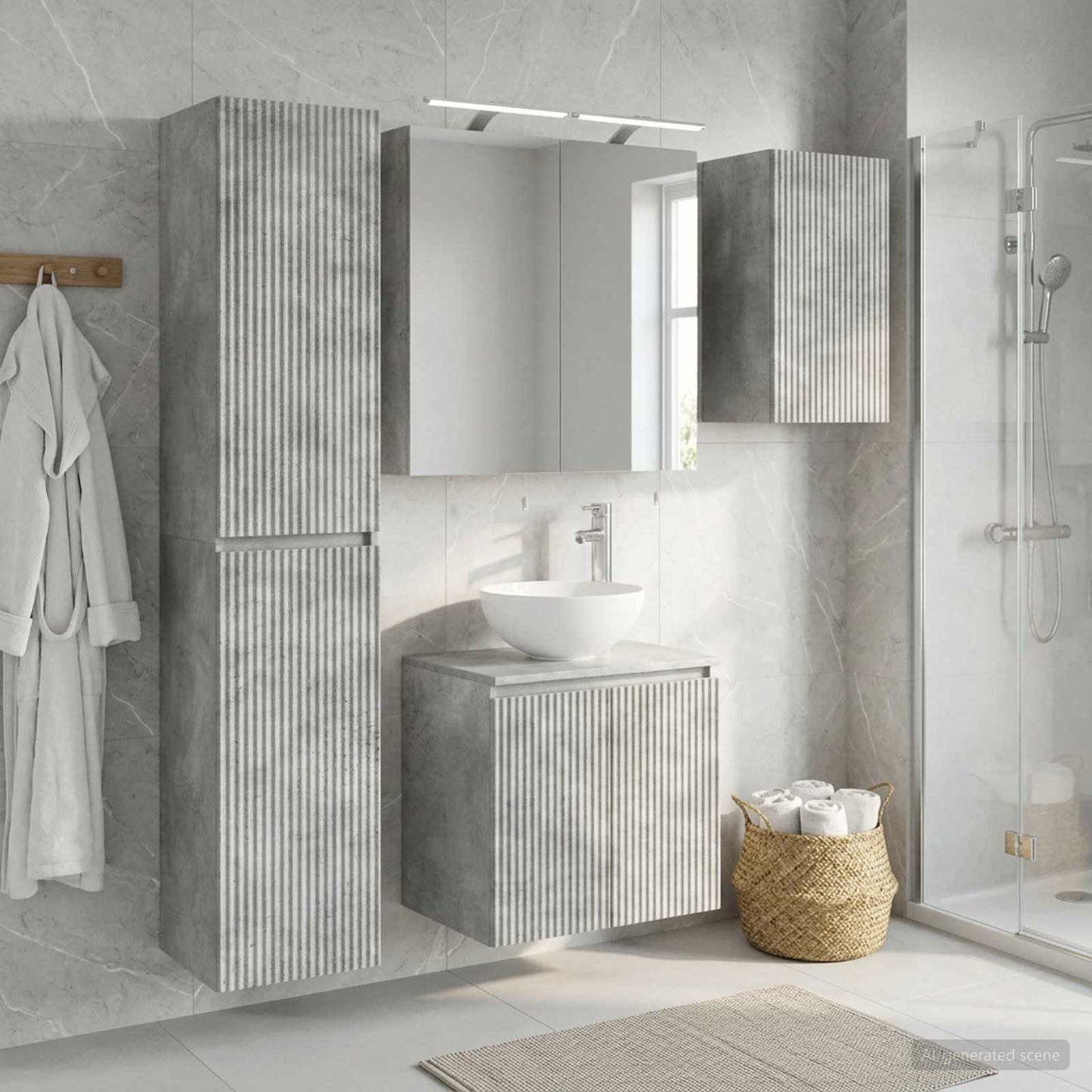 Bathroom Cabinet Set 5 pcs Concrete Grey Engineered Wood