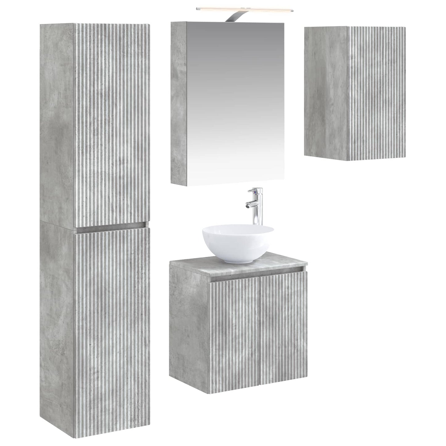 Bathroom Cabinet Set 5 pcs Concrete Grey 50 x 14.5 x 70 cm
