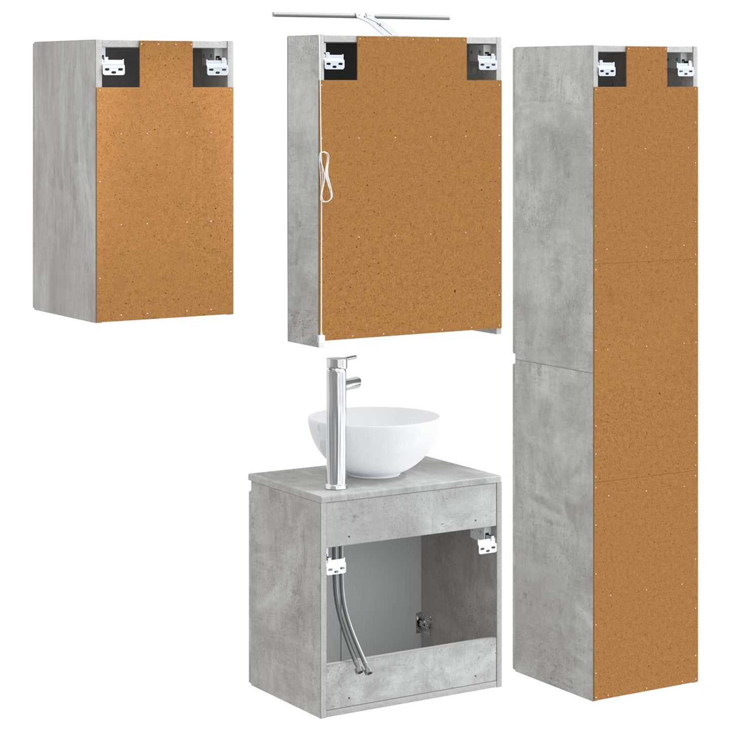 Bathroom Cabinet Set 5 pcs Concrete Grey 50 x 14.5 x 70 cm