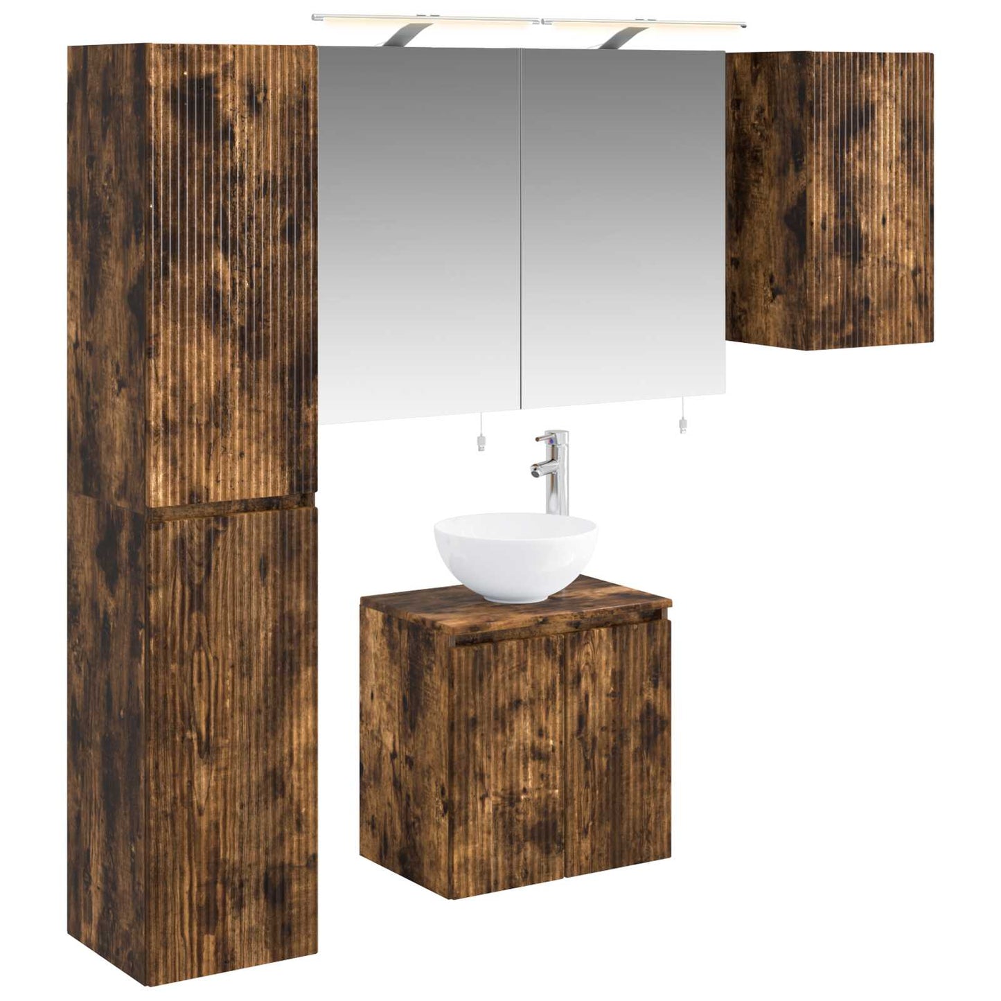 Bathroom Cabinet Set 5 pcs Smoked Oak 50 x 14.5 x 70 cm