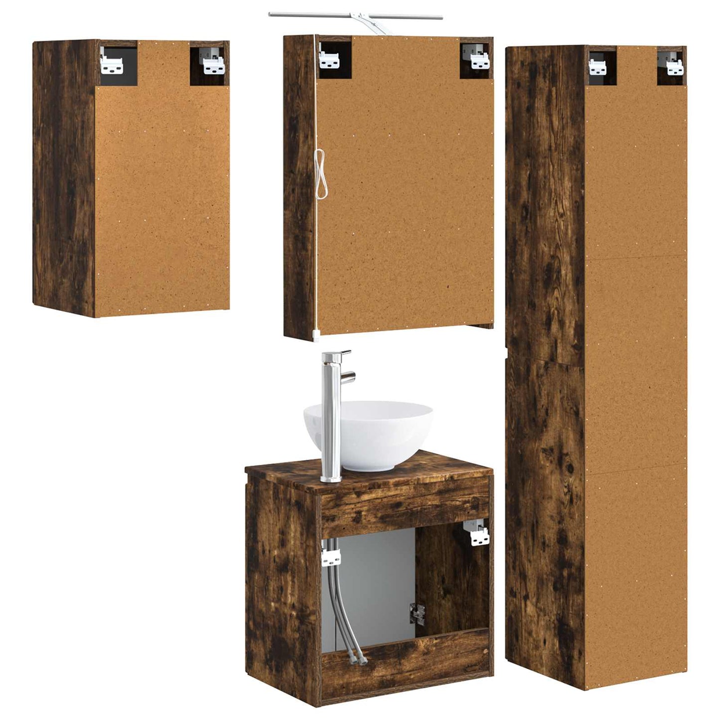 Bathroom Cabinet Set 5 pcs Smoked Oak 50 x 14.5 x 70 cm