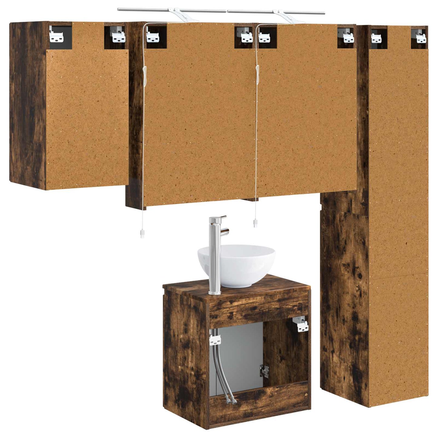 Bathroom Cabinet Set 5 pcs Smoked Oak 50 x 14.5 x 70 cm