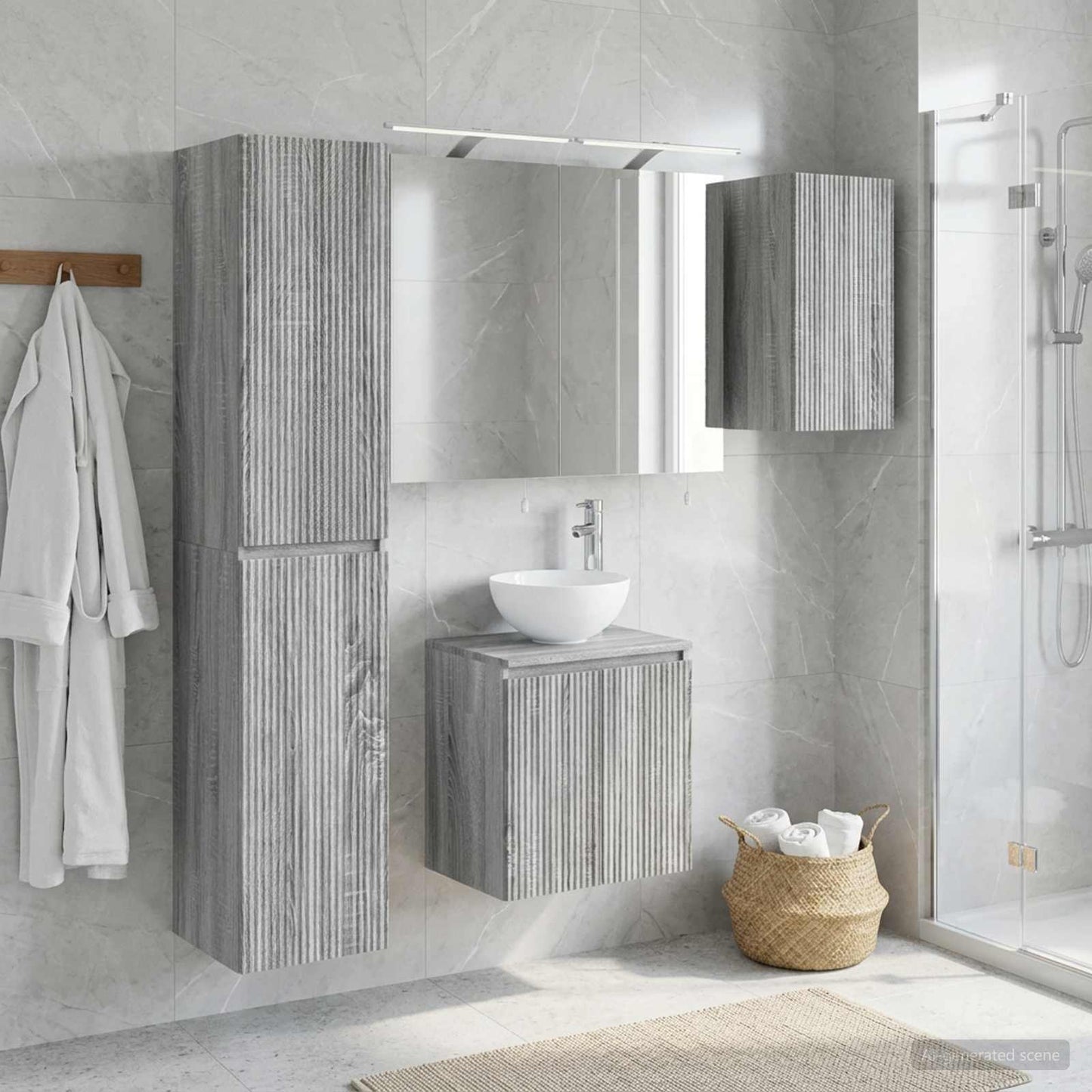 Bathroom Cabinet Set 5 pcs Grey Sonoma Engineered Wood
