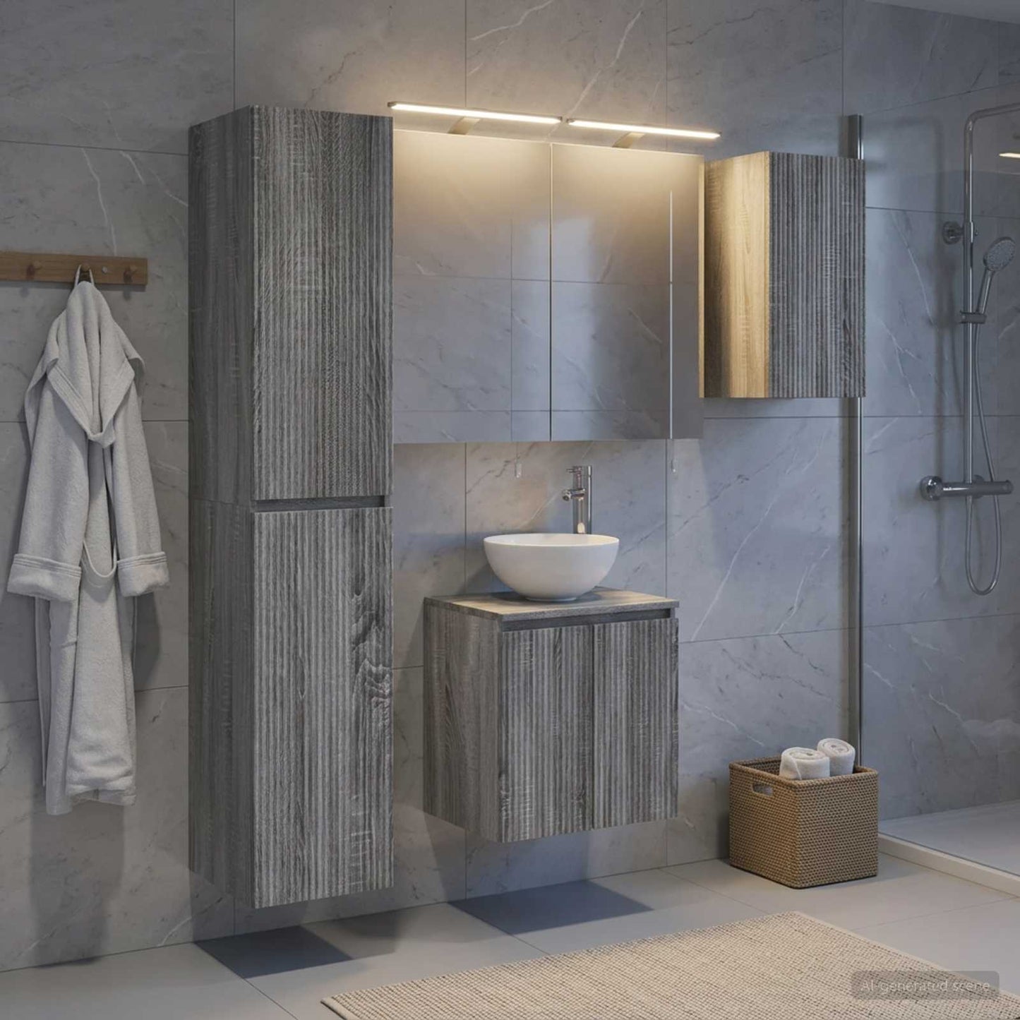 Bathroom Cabinet Set 5 pcs Grey Sonoma 50 x 14.5 x 70 cm