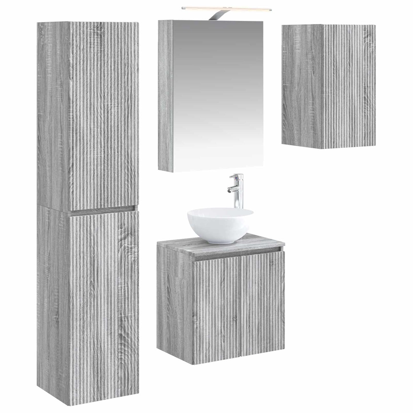 Bathroom Cabinet Set 5 pcs Grey Sonoma 50 x 14.5 x 70 cm