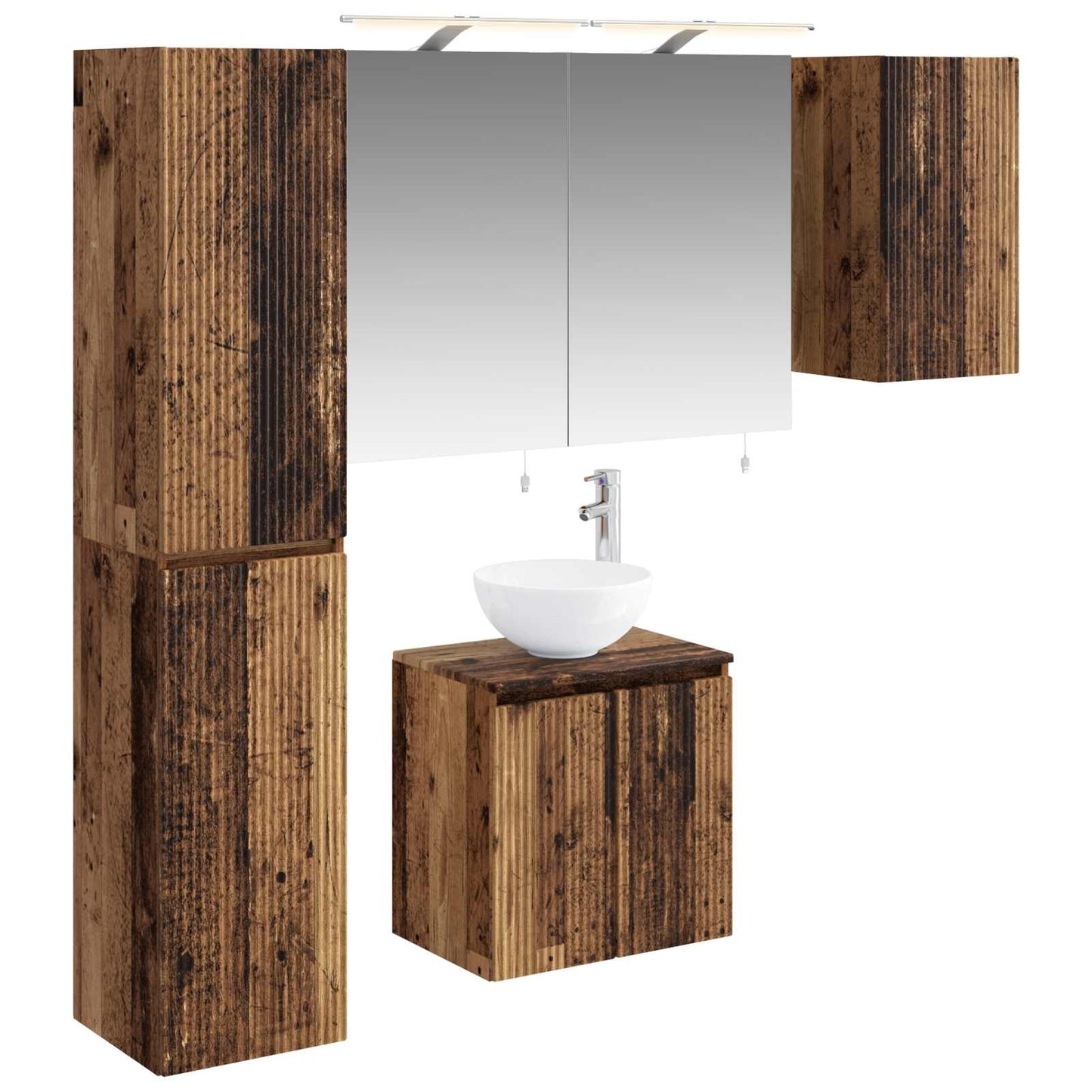 Bathroom Cabinet Set 5 pcs Old Wood 50 x 14.5 x 70 cm