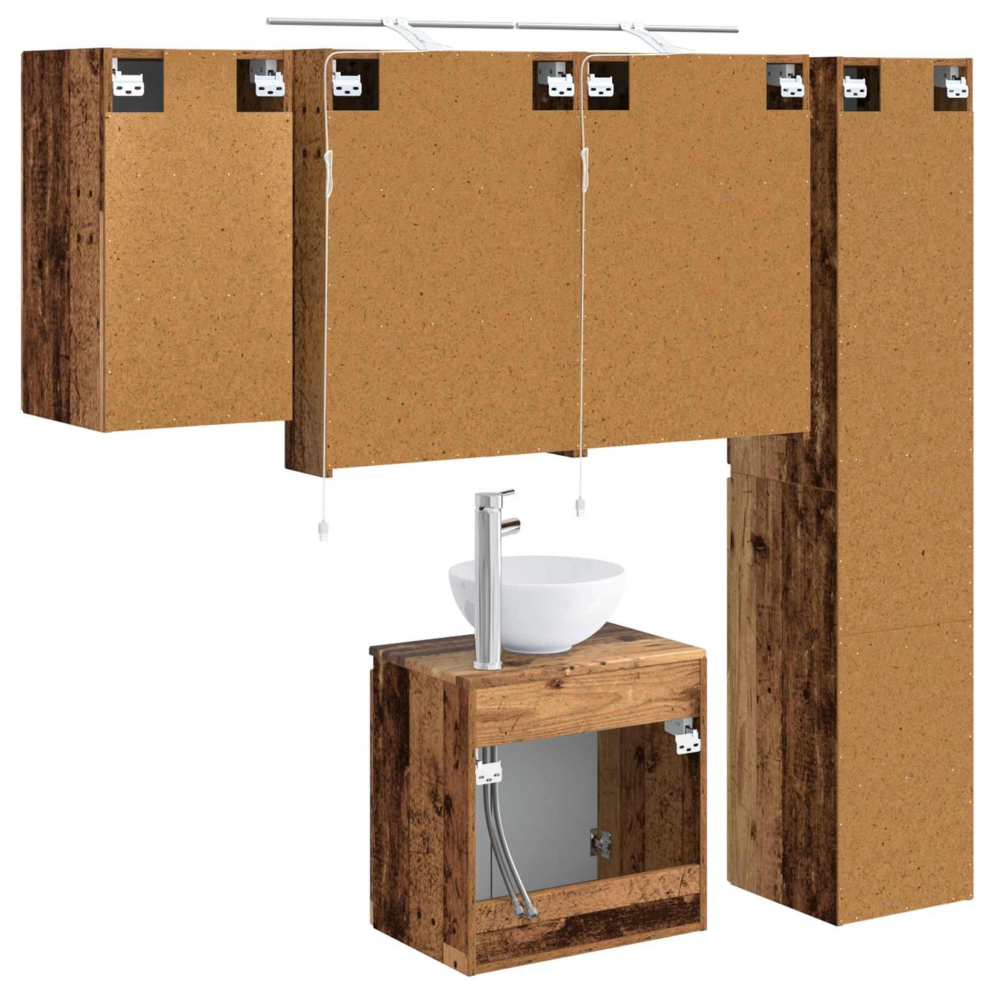 Bathroom Cabinet Set 5 pcs Old Wood 50 x 14.5 x 70 cm