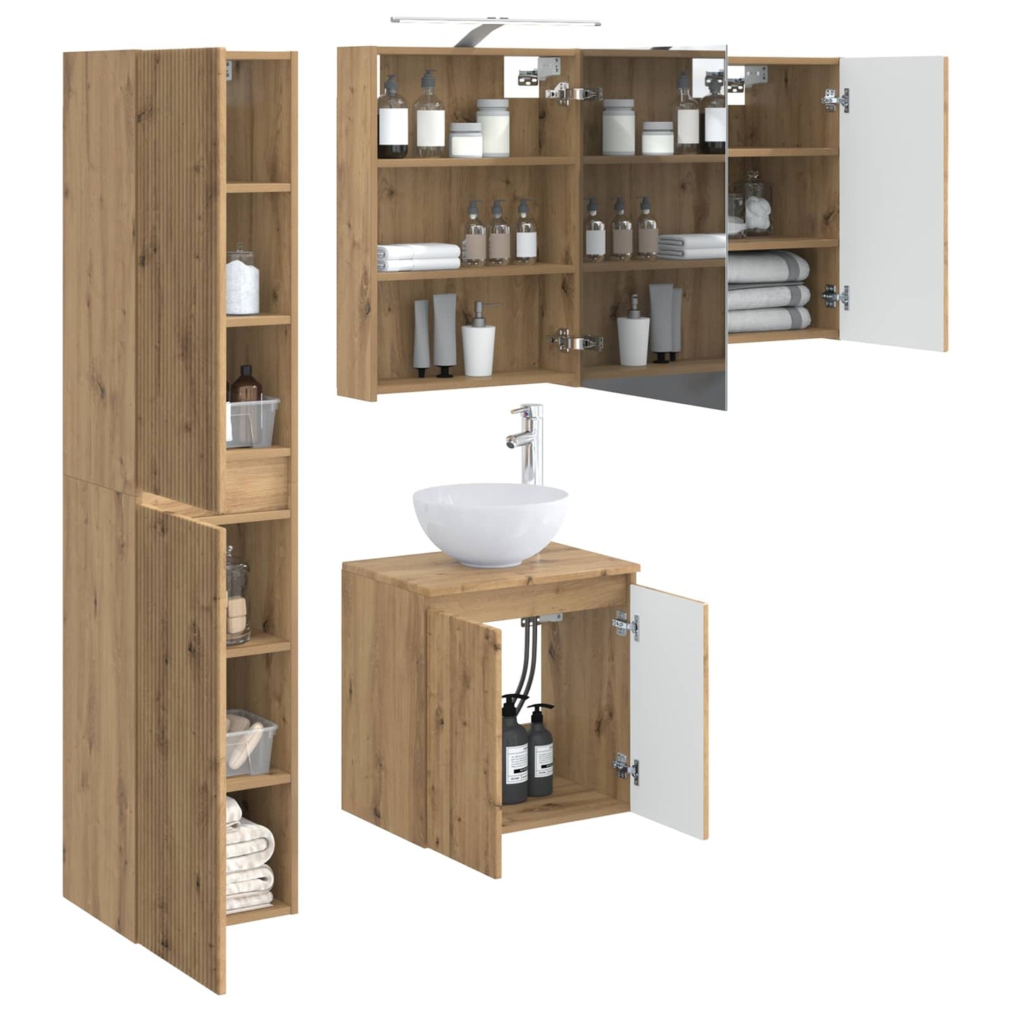 Bathroom Cabinet Set 5 pcs Artisan Oak 50 x 14.5 x 70 cm
