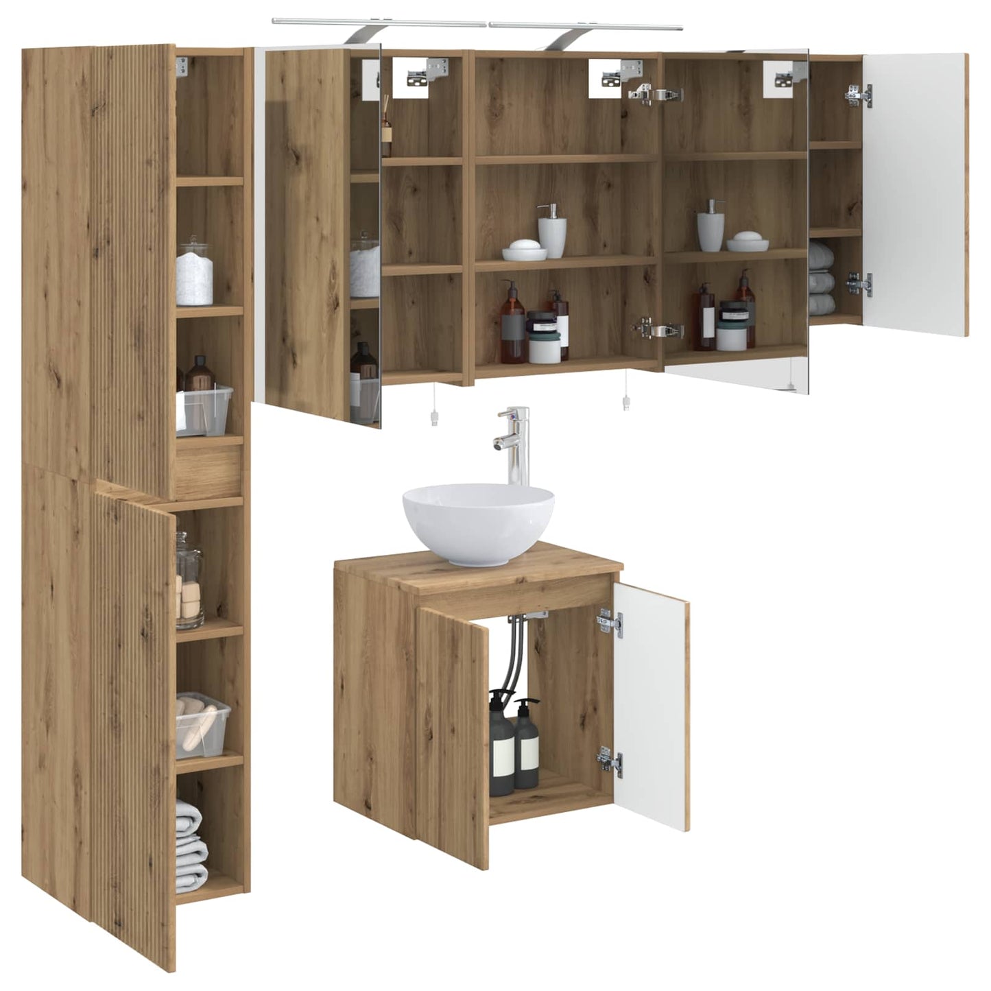 Bathroom Cabinet Set 5 pcs Artisan Oak 50 x 14.5 x 70 cm