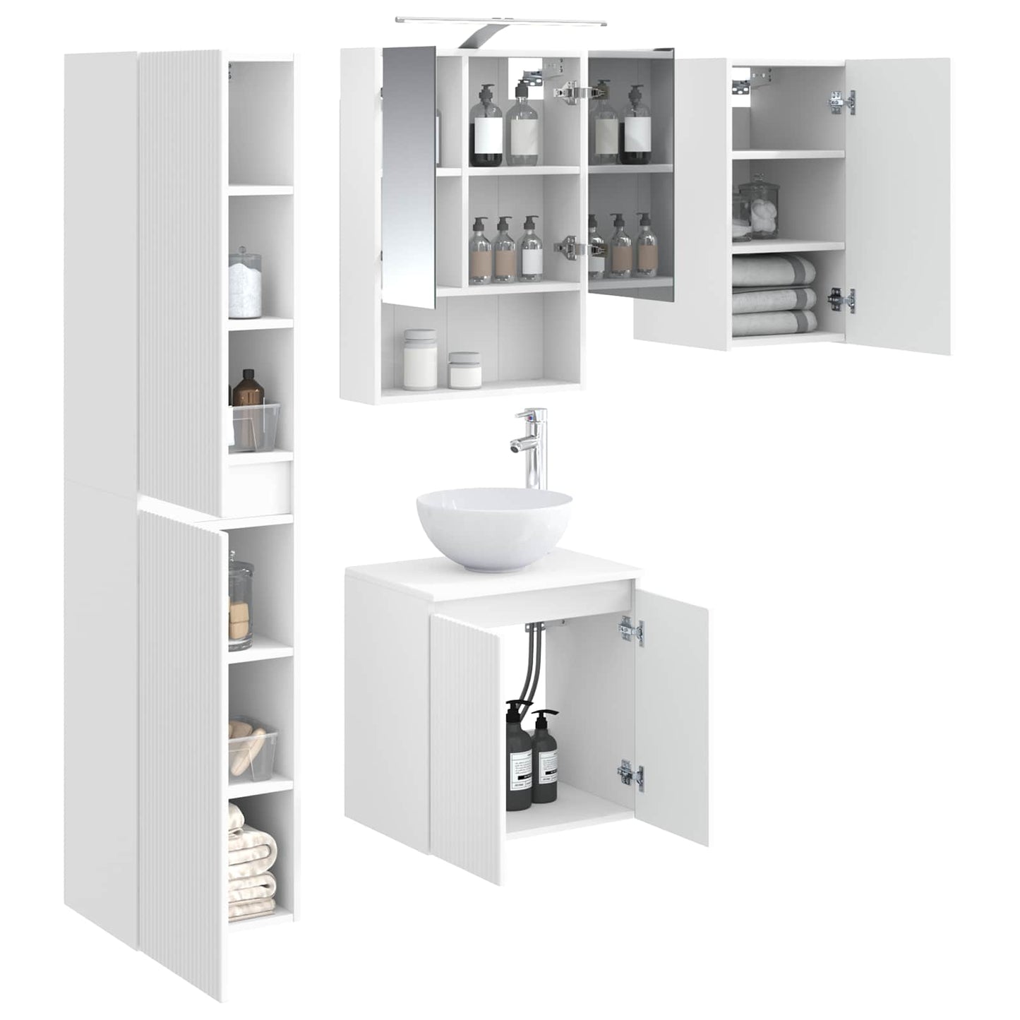 Bathroom Cabinet Set 5 pcs White 50 x 14.5 x 70 cm