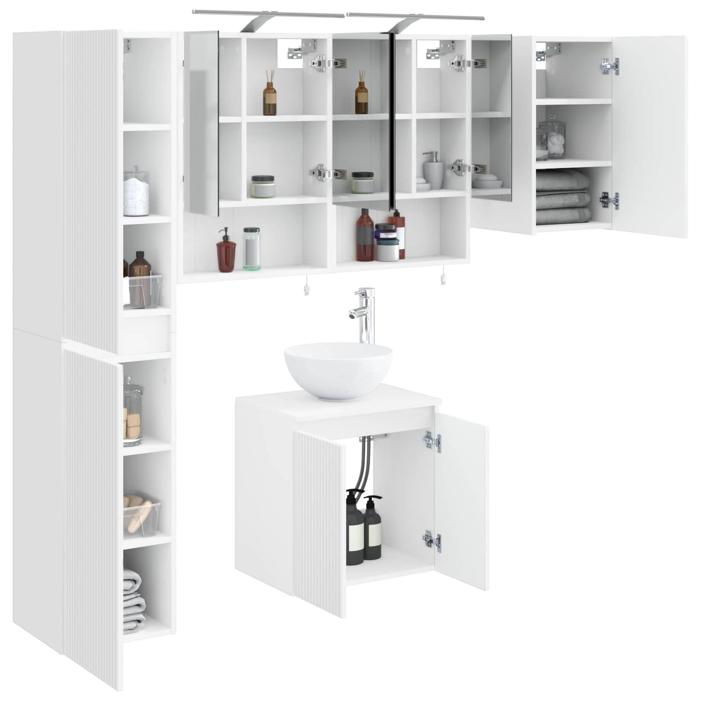 Bathroom Cabinet Set 5 pcs White 50 x 14.5 x 70 cm