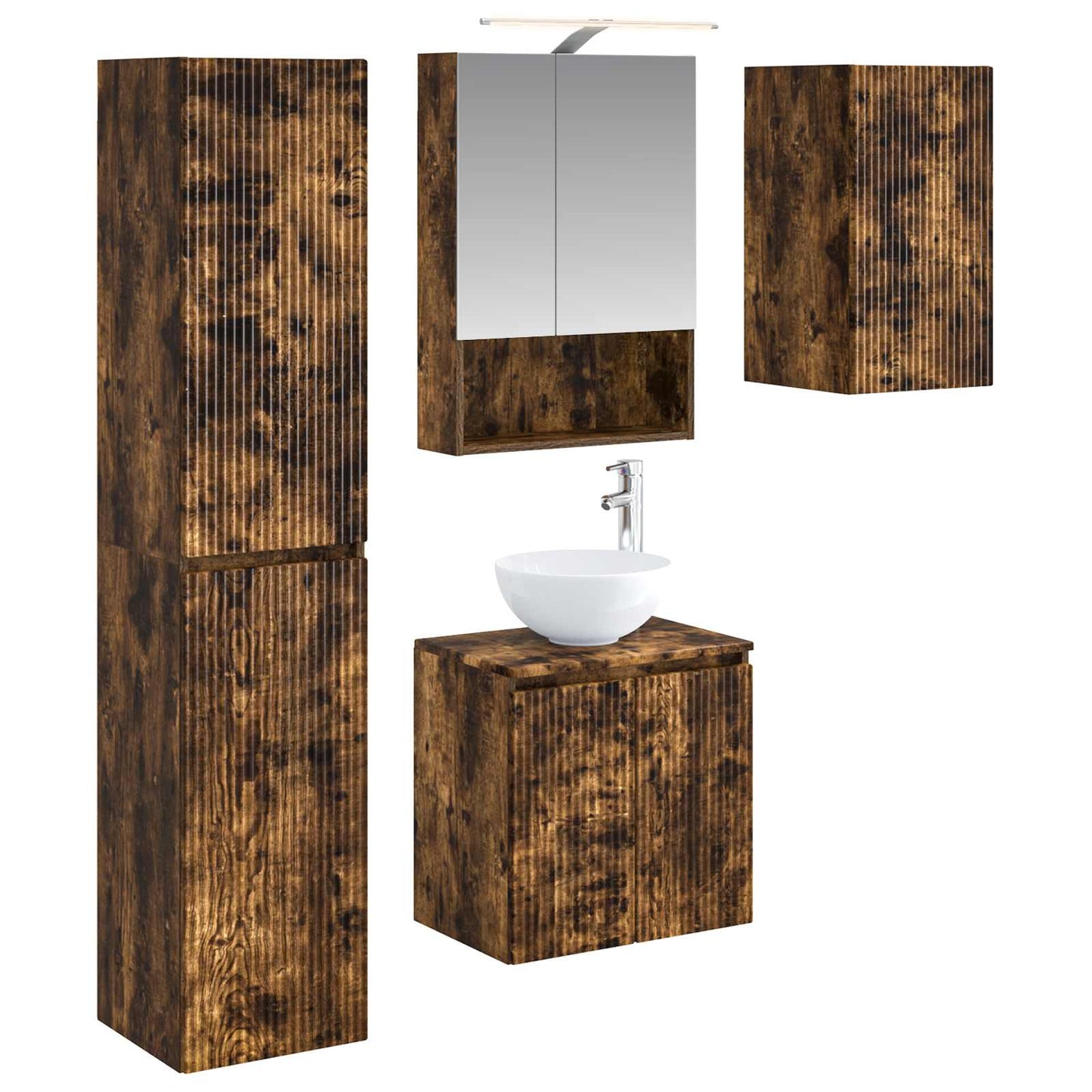 Bathroom Cabinet Set 5 pcs Smoked Oak 50 x 14.5 x 70 cm