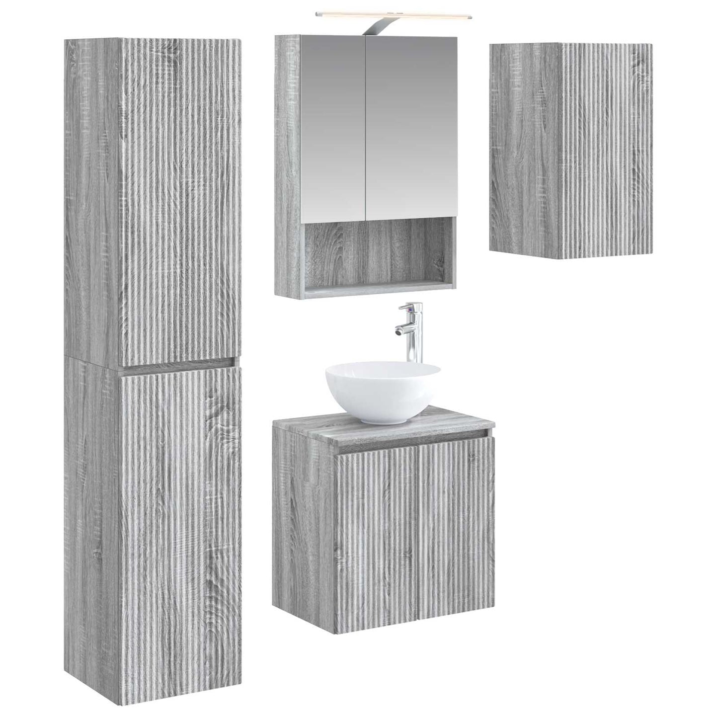 Bathroom Cabinet Set 5 pcs Grey Sonoma 50 x 14.5 x 70 cm