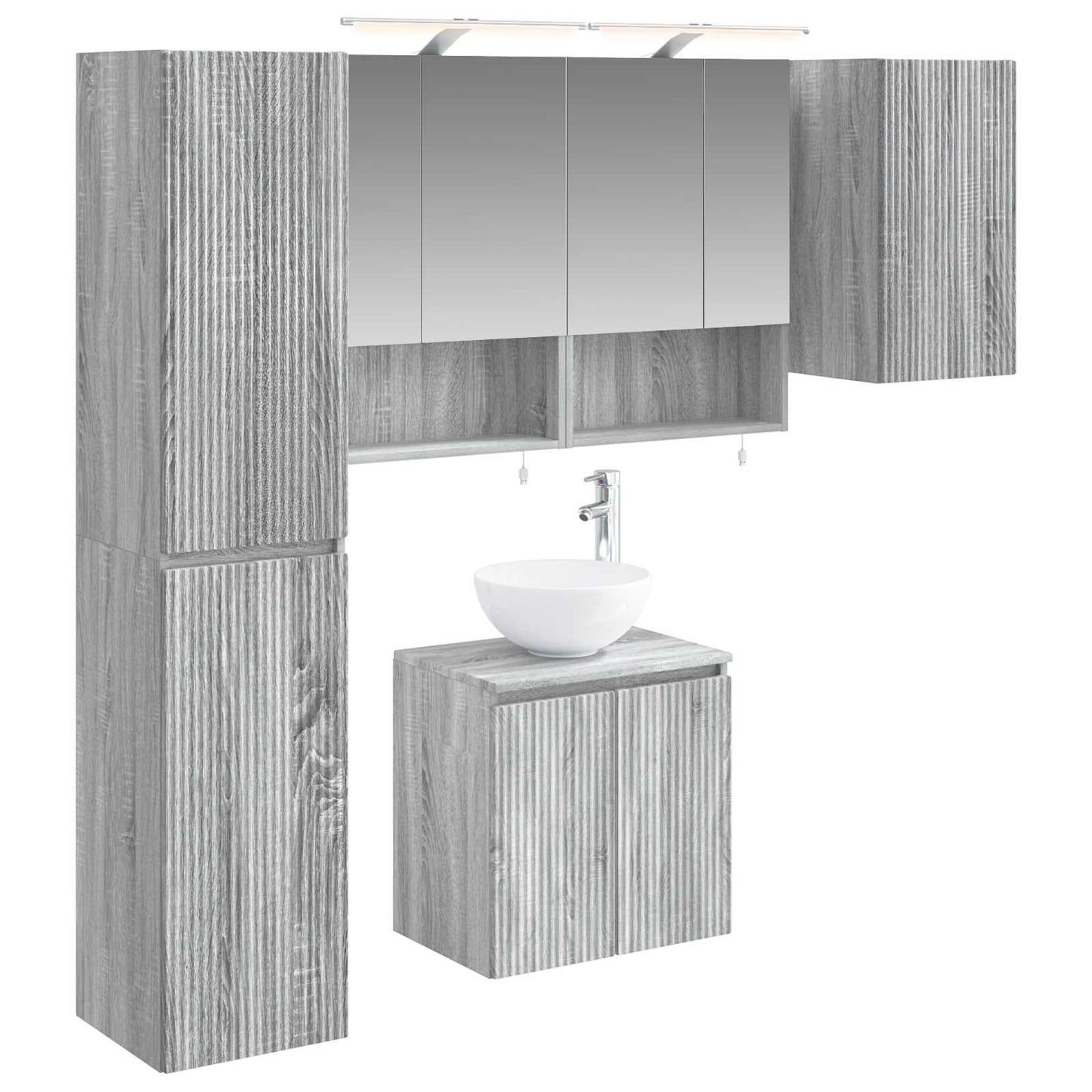 Bathroom Cabinet Set 5 pcs Grey Sonoma 50 x 14.5 x 70 cm