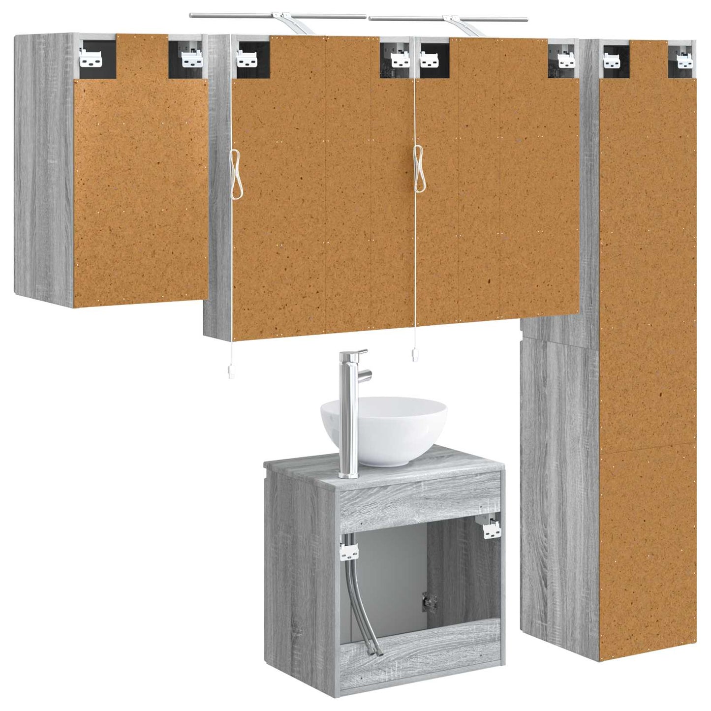 Bathroom Cabinet Set 5 pcs Grey Sonoma 50 x 14.5 x 70 cm