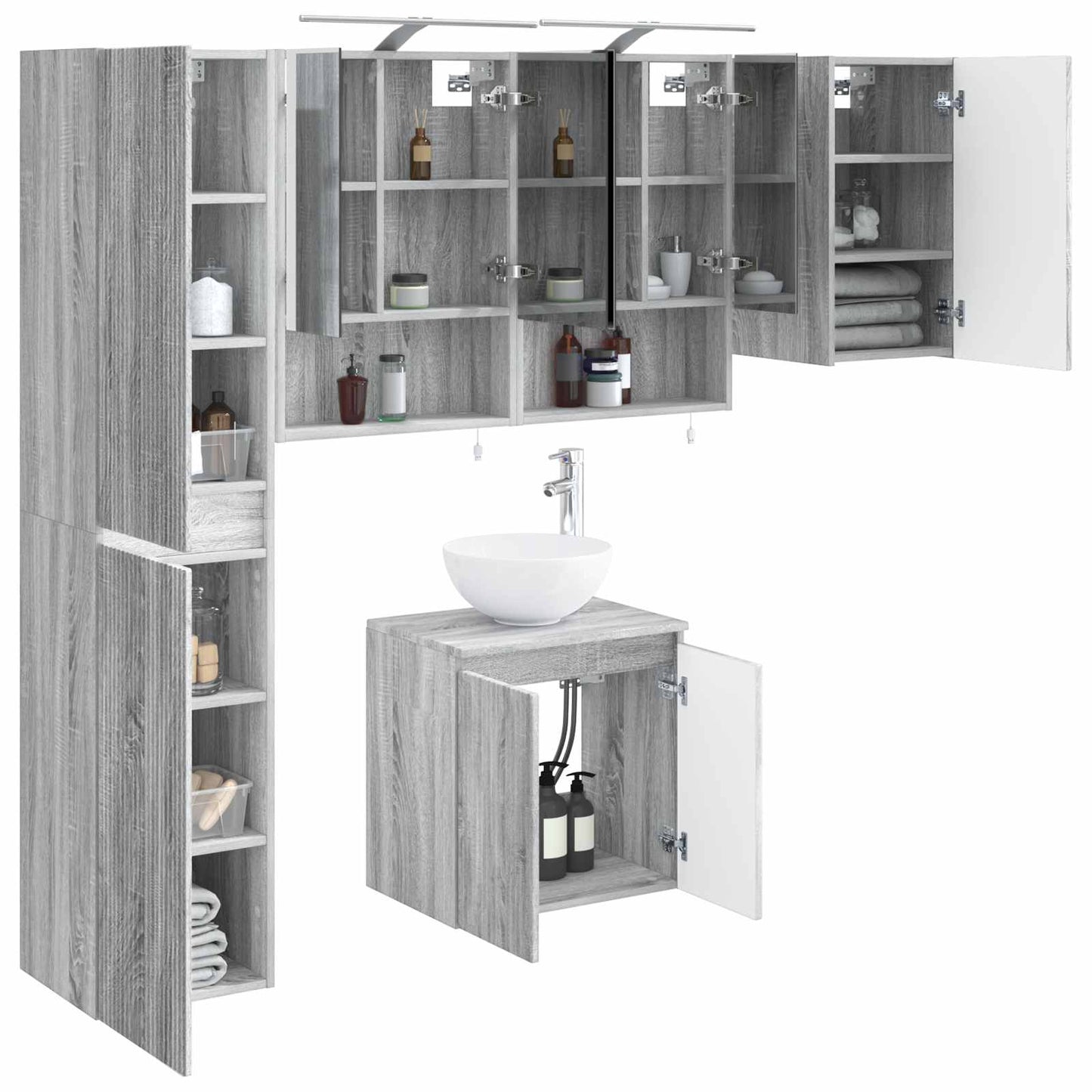 Bathroom Cabinet Set 5 pcs Grey Sonoma 50 x 14.5 x 70 cm