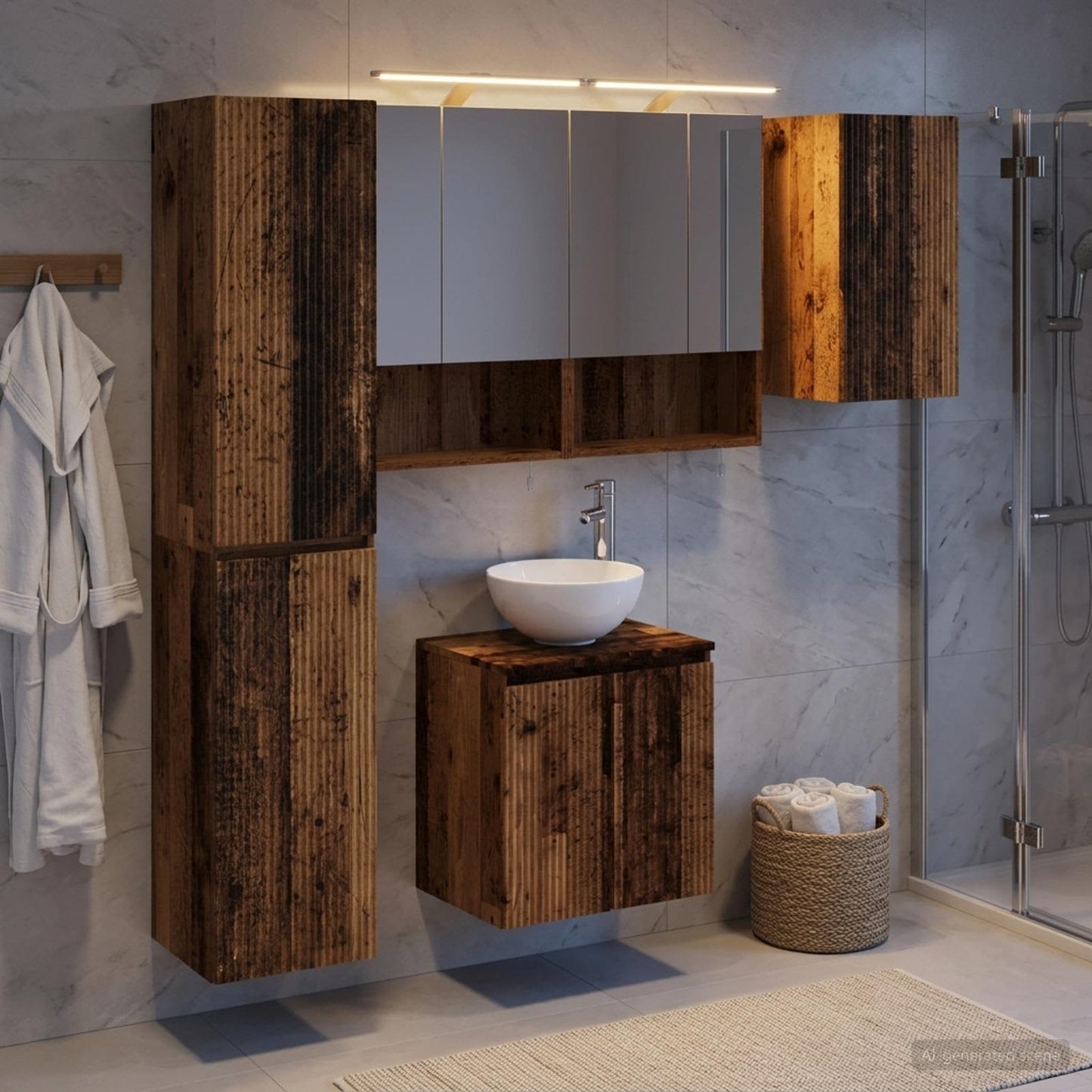 Bathroom Cabinet Set 5 pcs Old Wood 50 x 14.5 x 70 cm