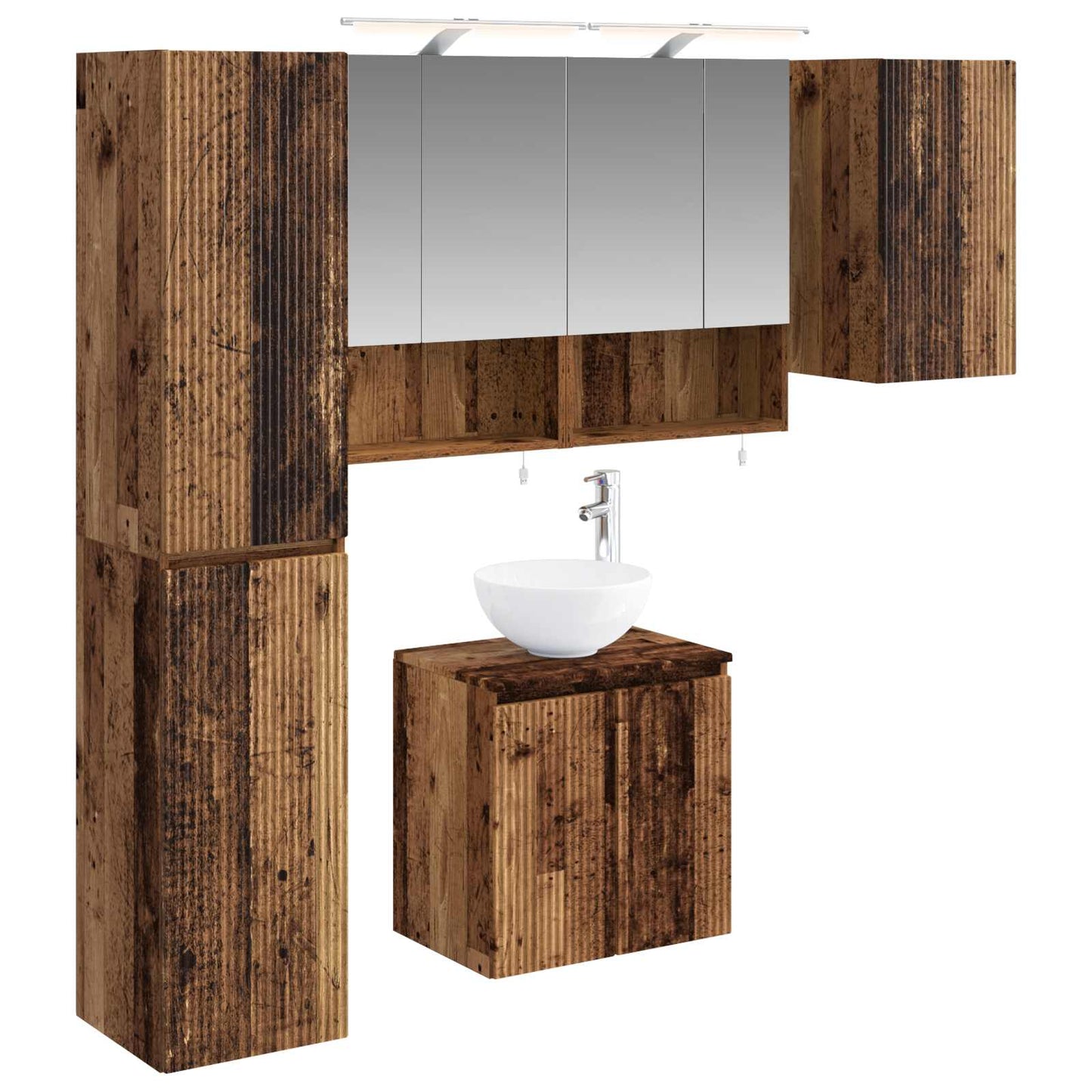 Bathroom Cabinet Set 5 pcs Old Wood 50 x 14.5 x 70 cm