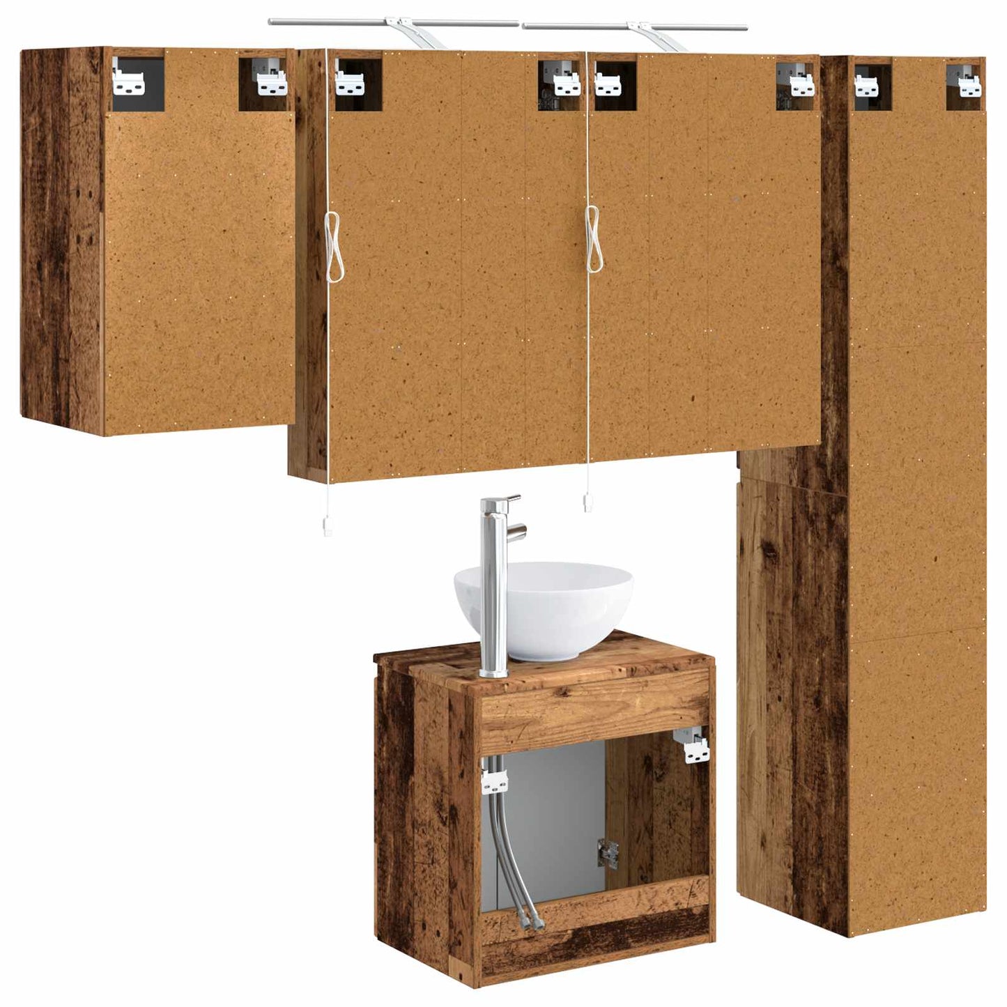 Bathroom Cabinet Set 5 pcs Old Wood 50 x 14.5 x 70 cm