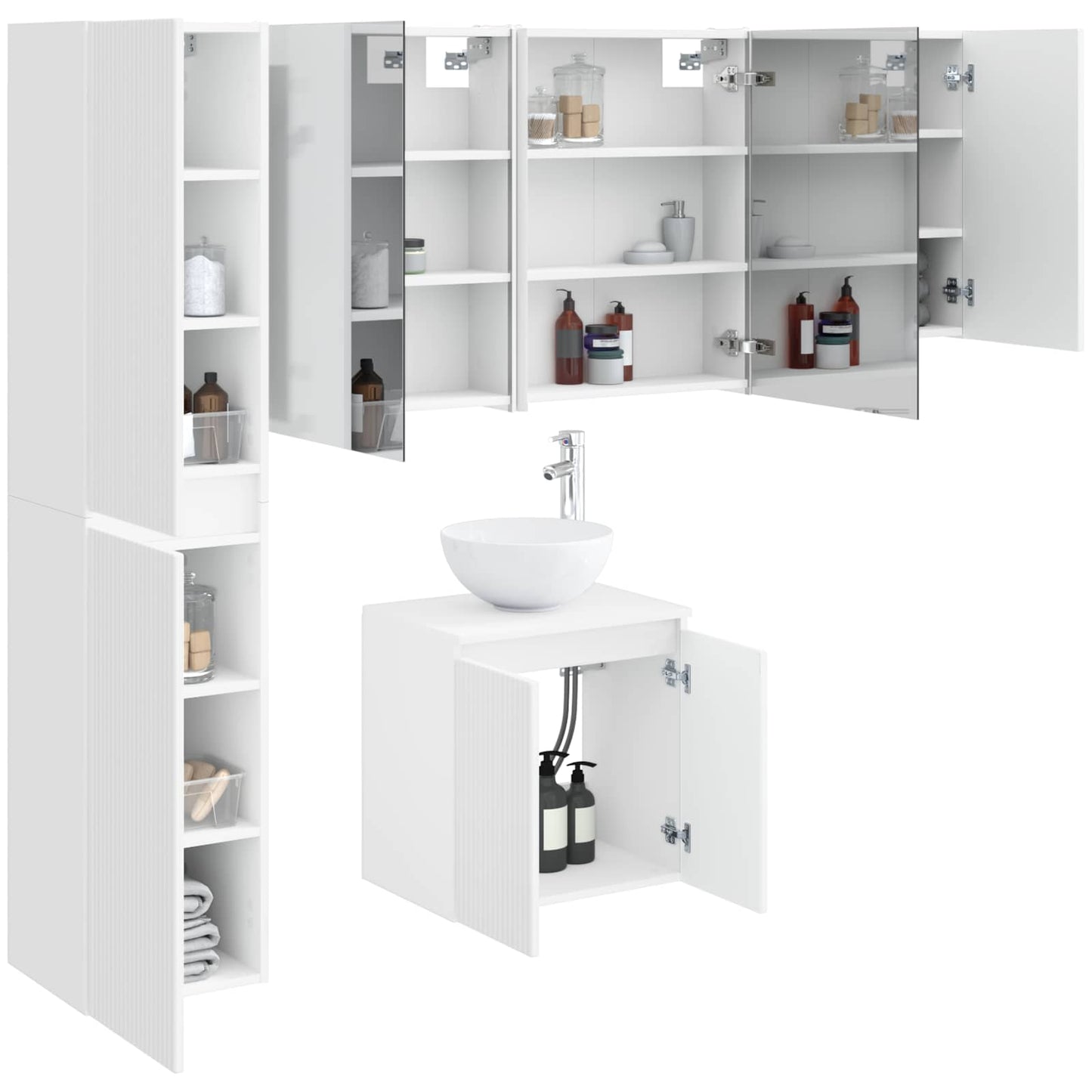 Bathroom Cabinet Set 5 pcs White 53 x 15.5 x 70 cm