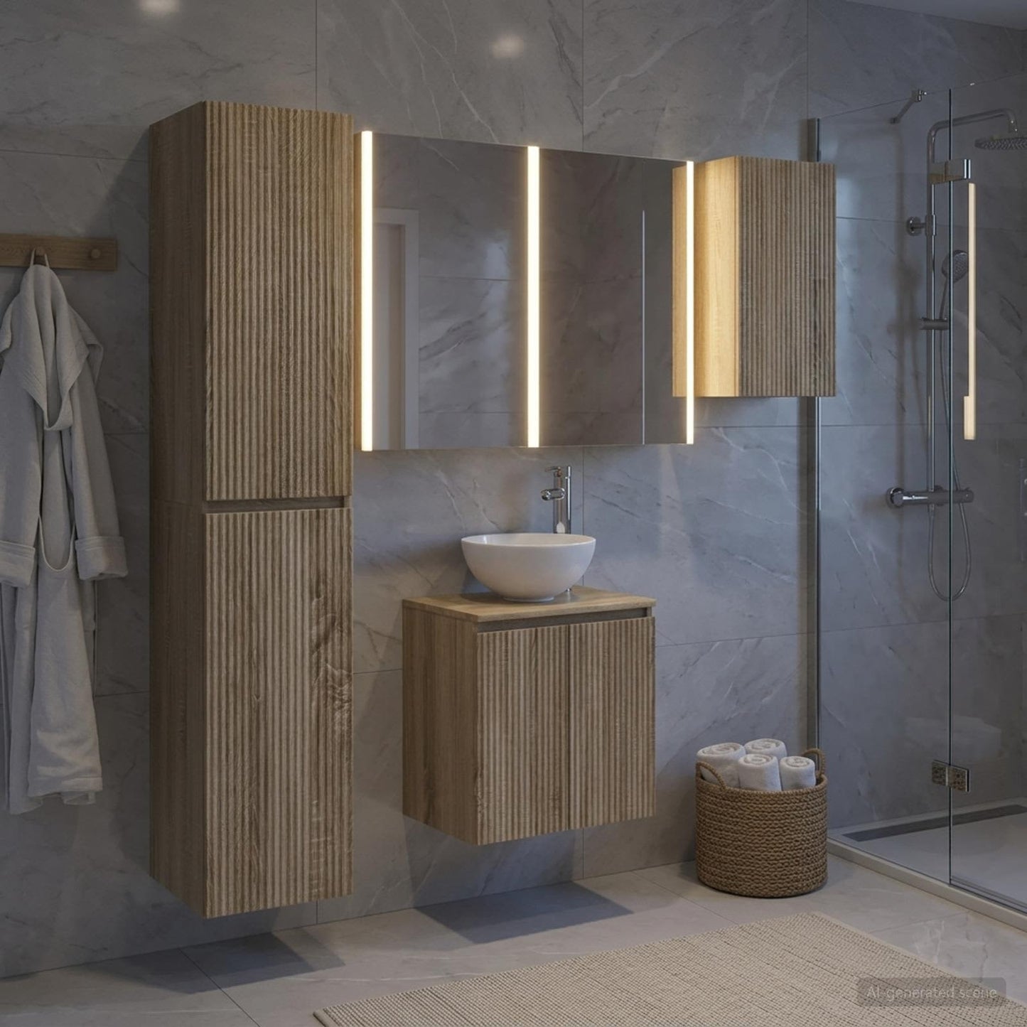 Bathroom Cabinet Set 5 pcs Sonoma Oak 53 x 15.5 x 70 cm