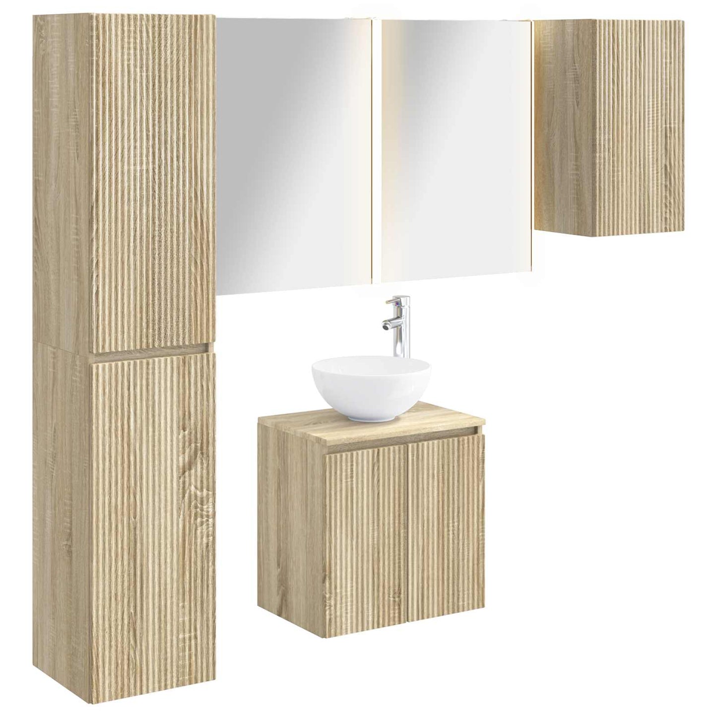 Bathroom Cabinet Set 5 pcs Sonoma Oak 53 x 15.5 x 70 cm