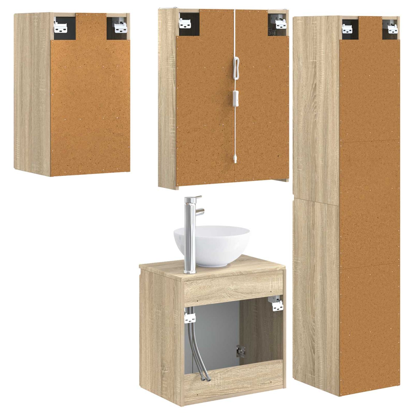 Bathroom Cabinet Set 5 pcs Sonoma Oak 53 x 15.5 x 70 cm