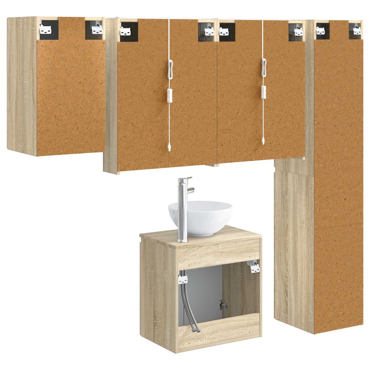 Bathroom Cabinet Set 5 pcs Sonoma Oak 53 x 15.5 x 70 cm