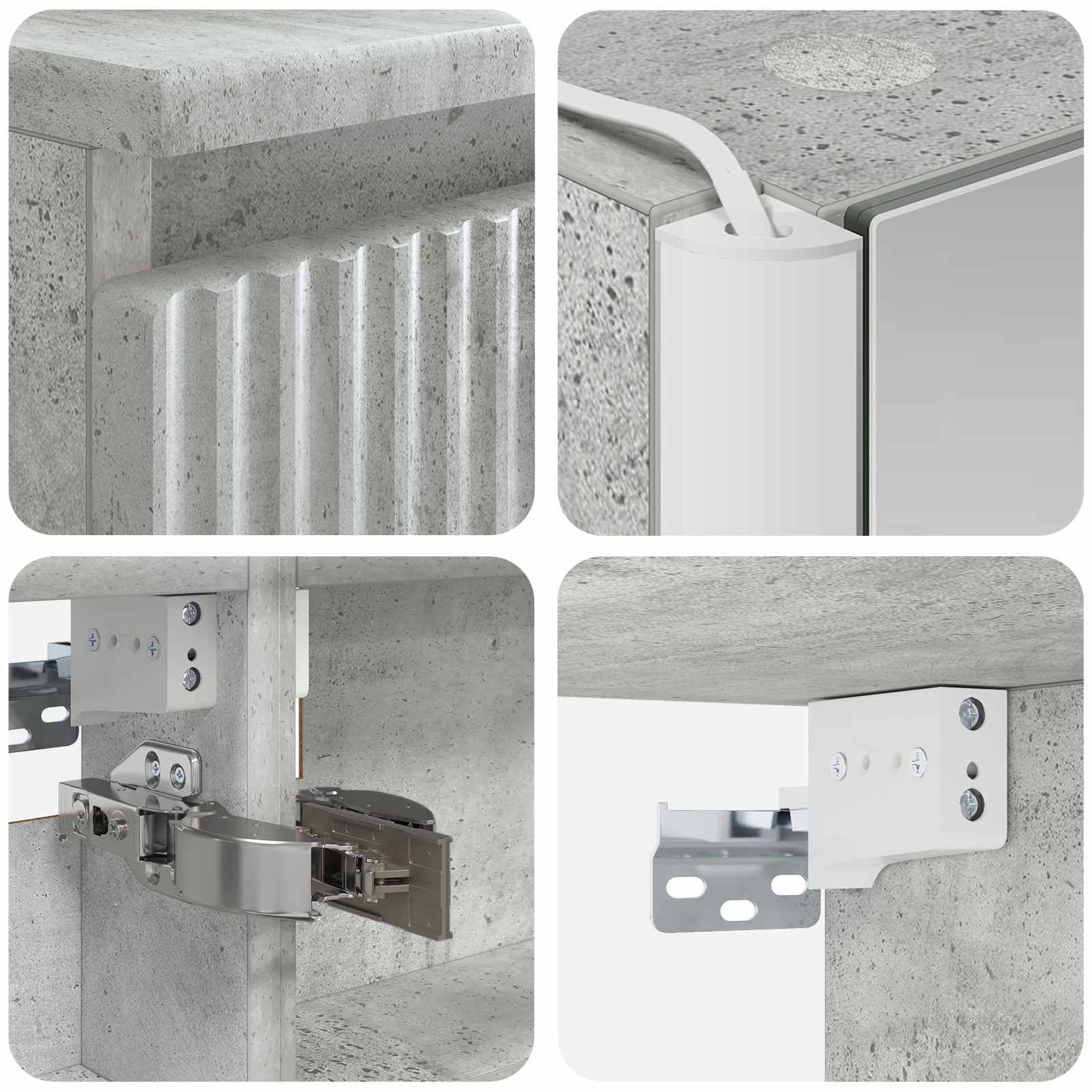 Bathroom Cabinet Set 5 pcs Concrete Grey 53 x 15.5 x 70 cm