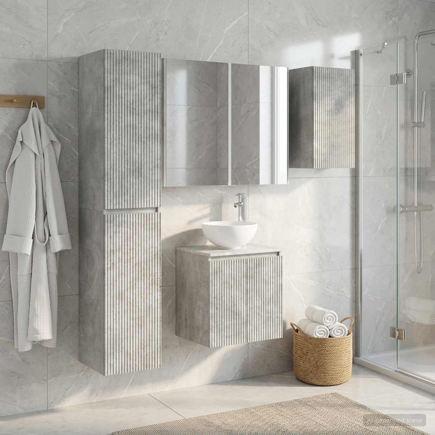 Bathroom Cabinet Set 5 pcs Concrete Grey 53 x 15.5 x 70 cm