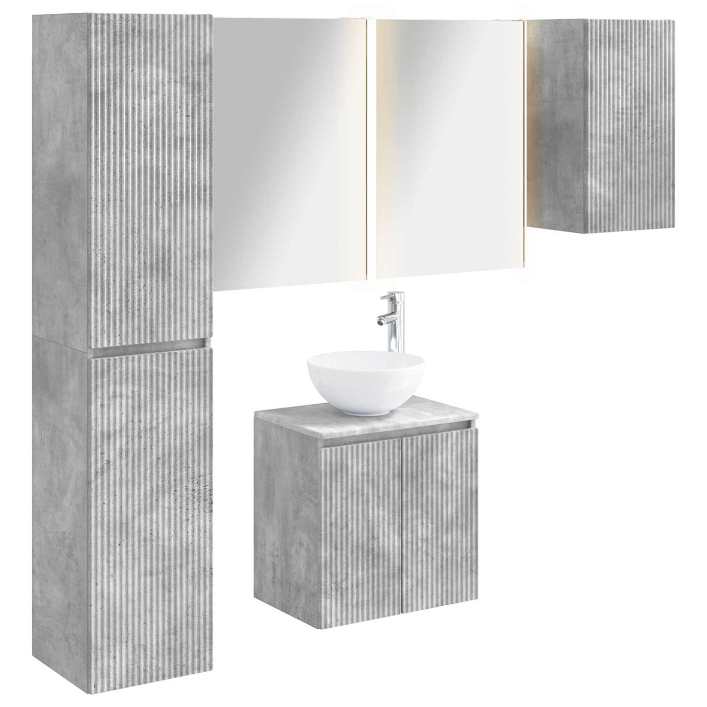 Bathroom Cabinet Set 5 pcs Concrete Grey 53 x 15.5 x 70 cm