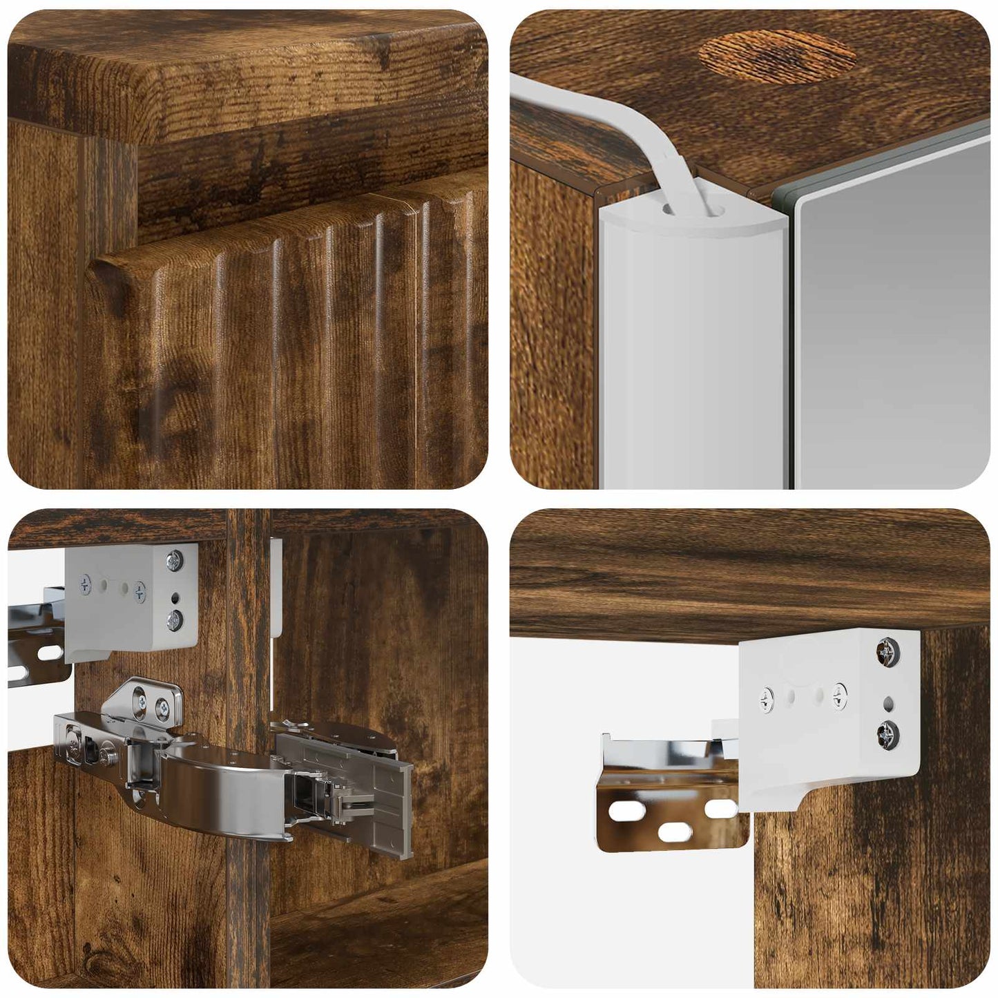 Bathroom Cabinet Set 5 pcs Smoked Oak 53 x 15.5 x 70 cm