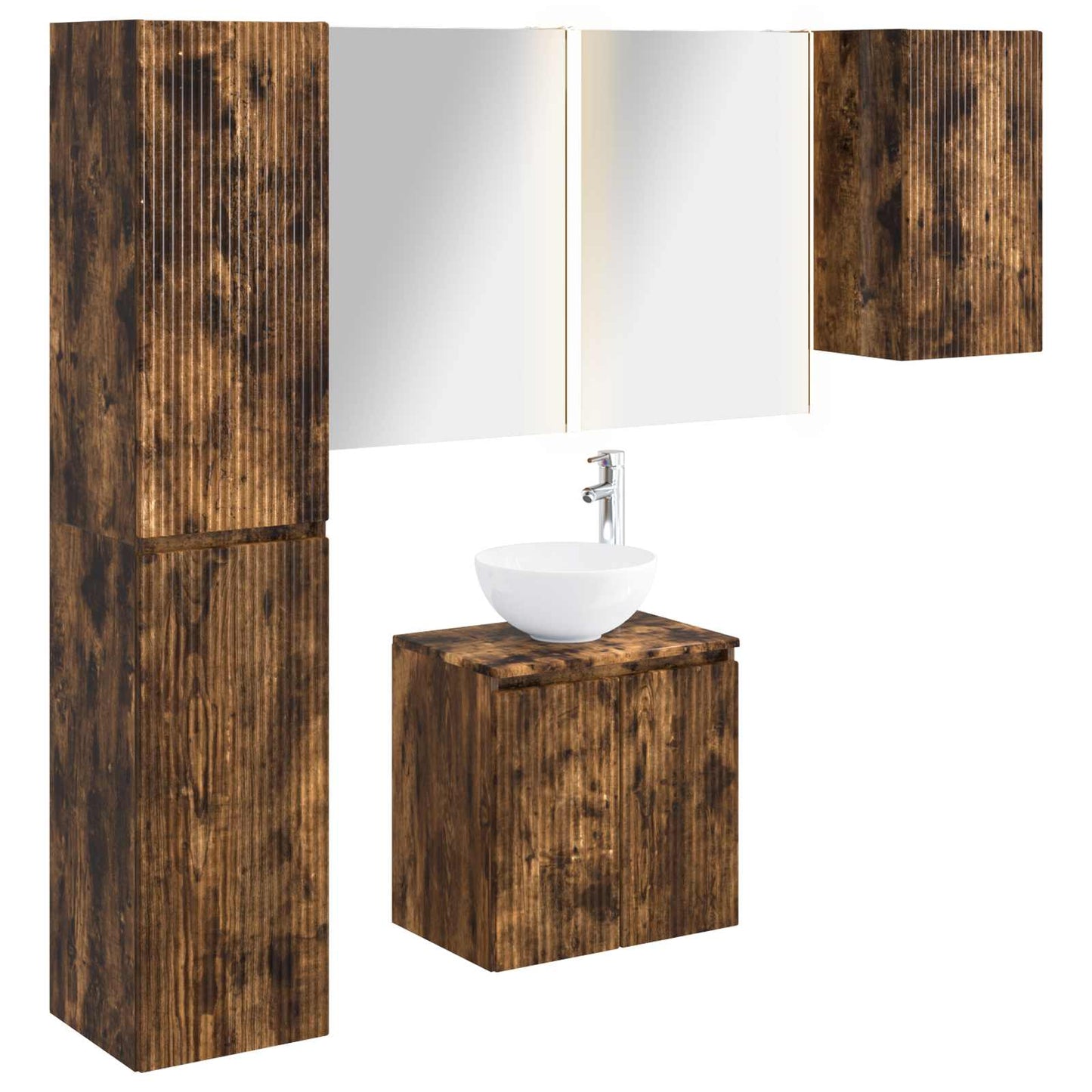 Bathroom Cabinet Set 5 pcs Smoked Oak 53 x 15.5 x 70 cm