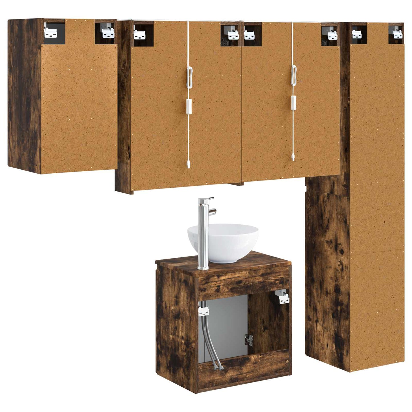 Bathroom Cabinet Set 5 pcs Smoked Oak 53 x 15.5 x 70 cm
