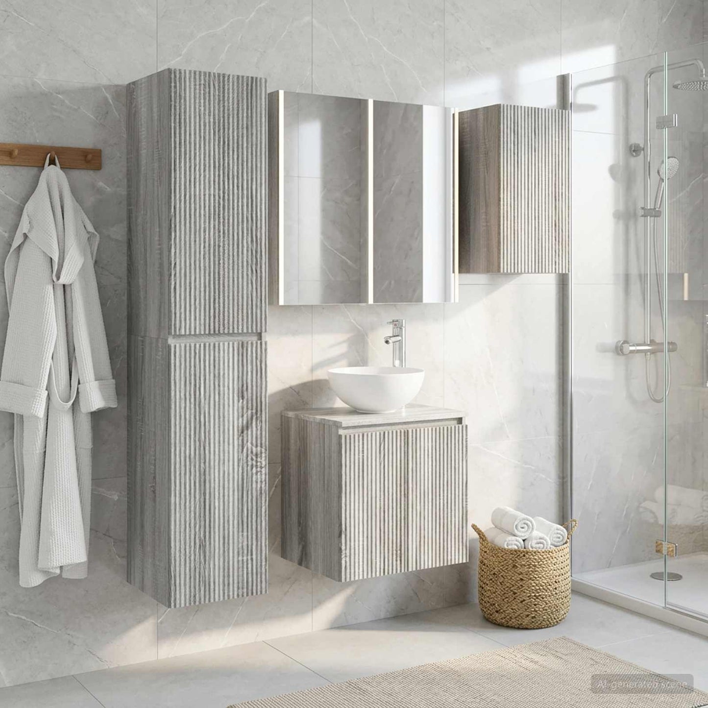 Bathroom Cabinet Set 5 pcs Grey Sonoma 53 x 15.5 x 70 cm