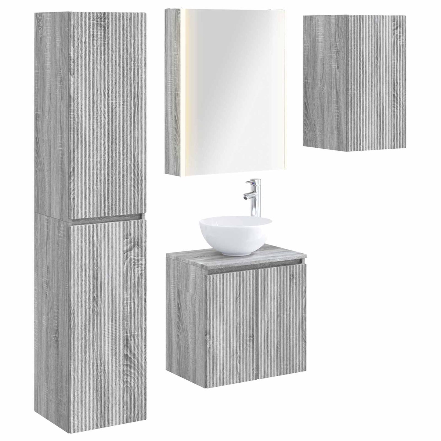 Bathroom Cabinet Set 5 pcs Grey Sonoma 53 x 15.5 x 70 cm