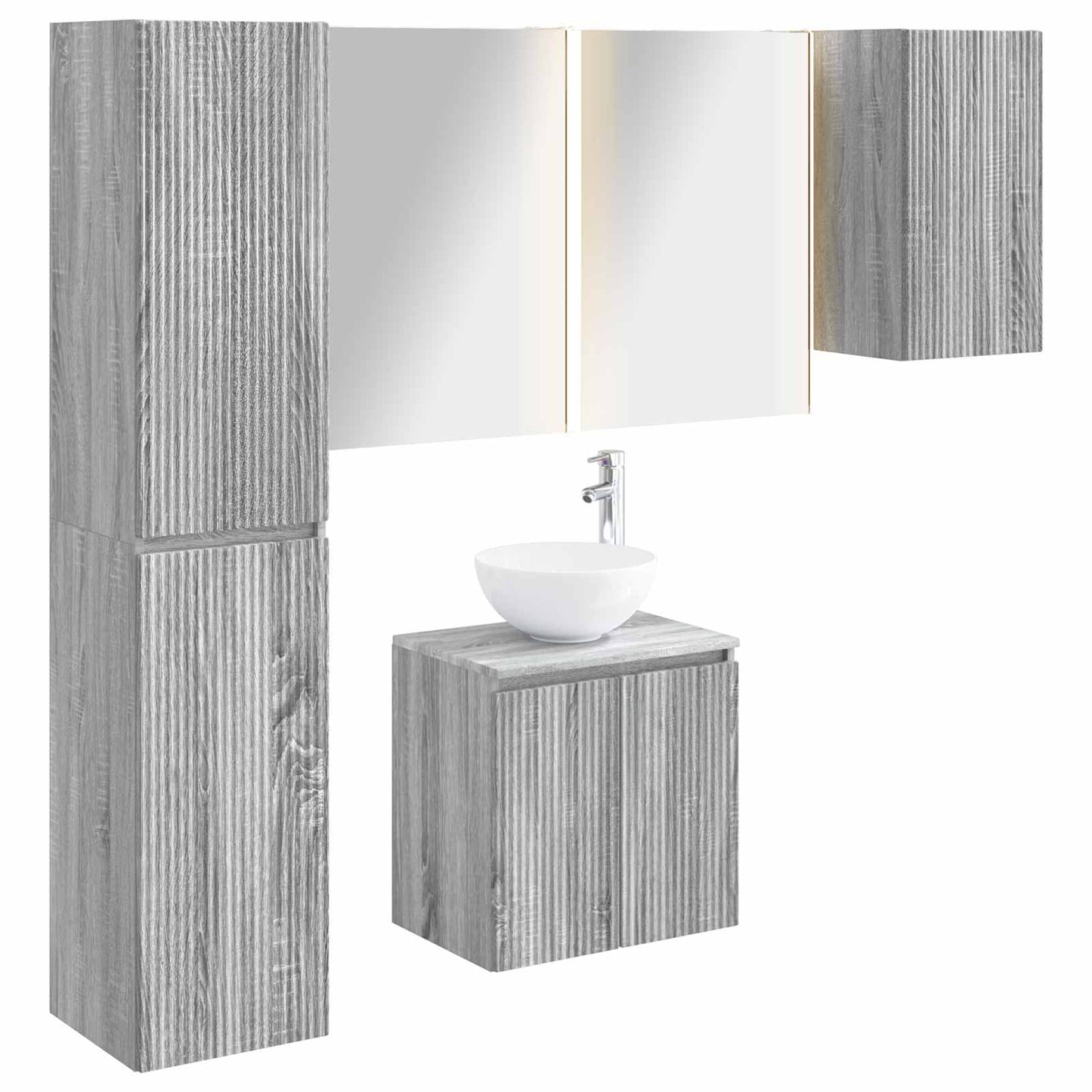 Bathroom Cabinet Set 5 pcs Grey Sonoma 53 x 15.5 x 70 cm
