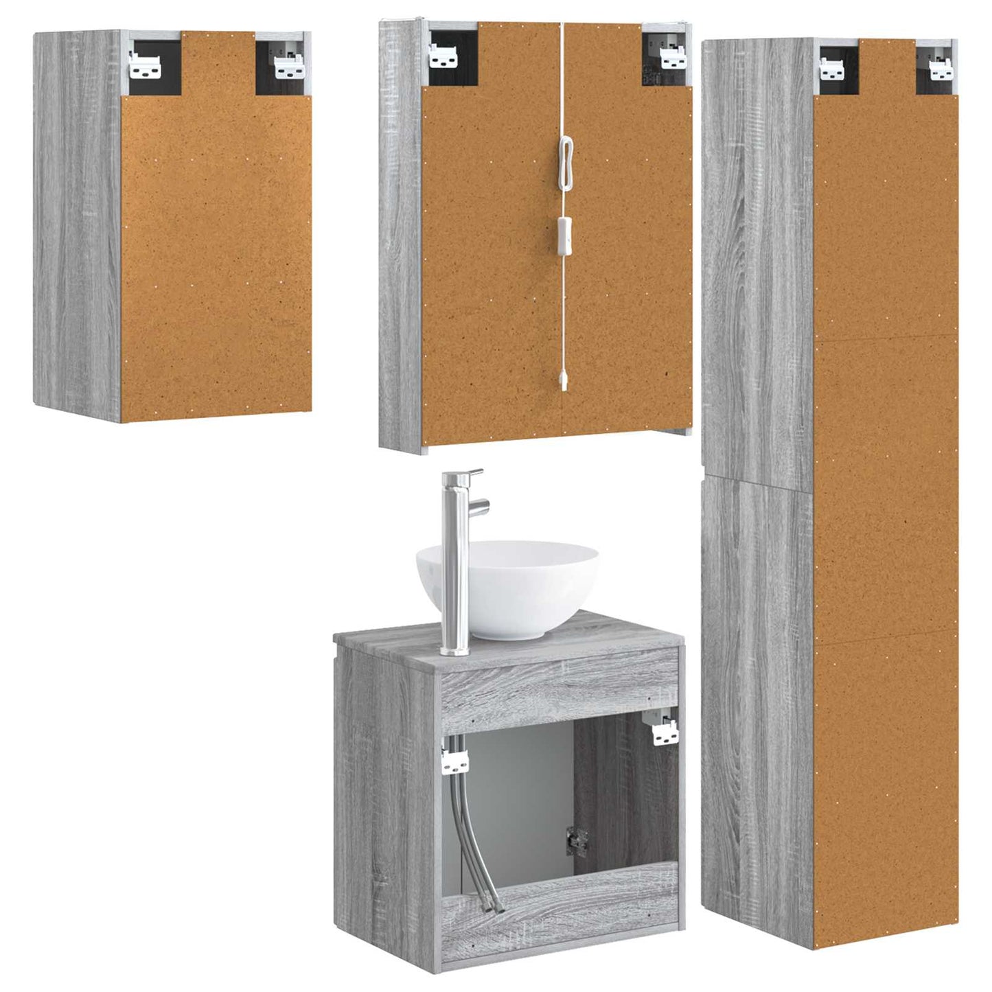 Bathroom Cabinet Set 5 pcs Grey Sonoma 53 x 15.5 x 70 cm