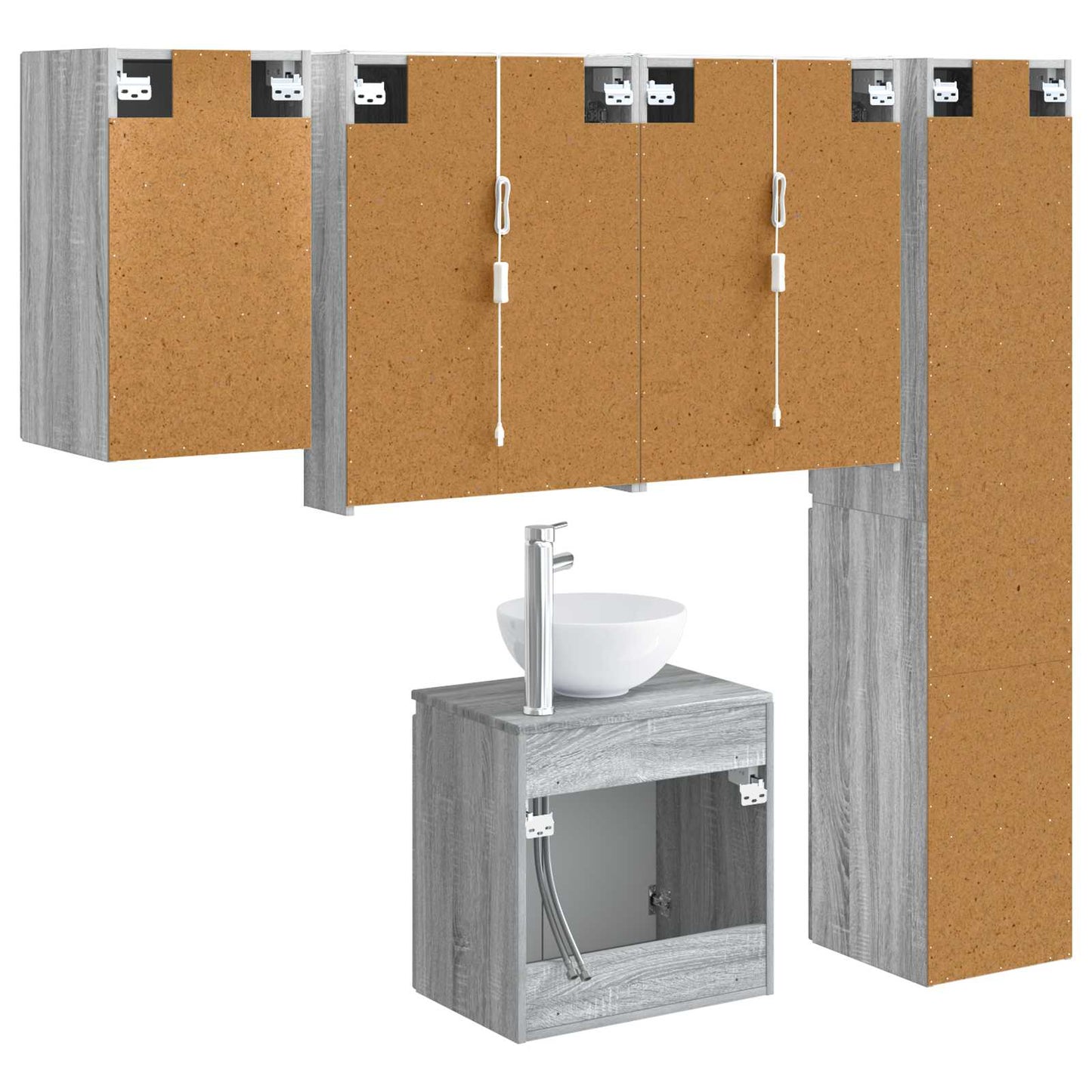 Bathroom Cabinet Set 5 pcs Grey Sonoma 53 x 15.5 x 70 cm