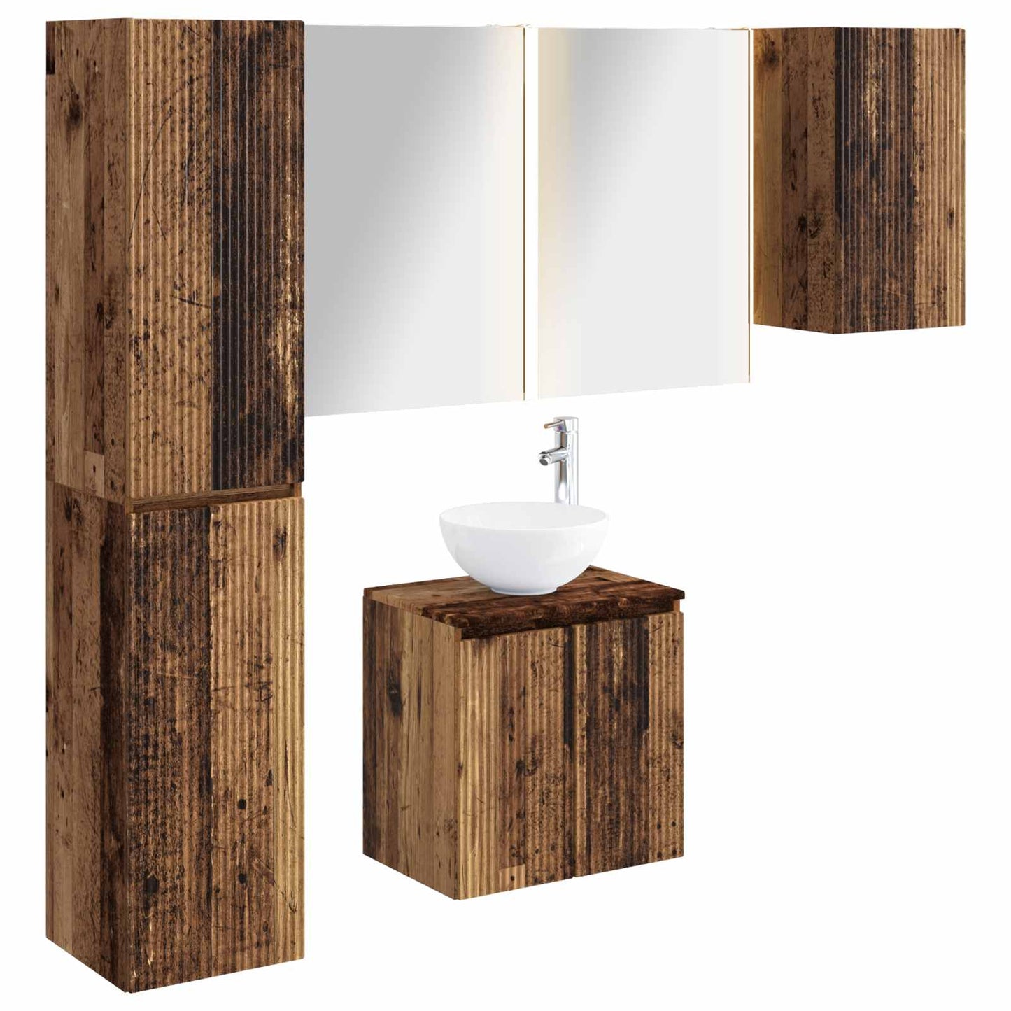 Bathroom Cabinet Set 5 pcs Old Wood 53 x 15.5 x 70 cm