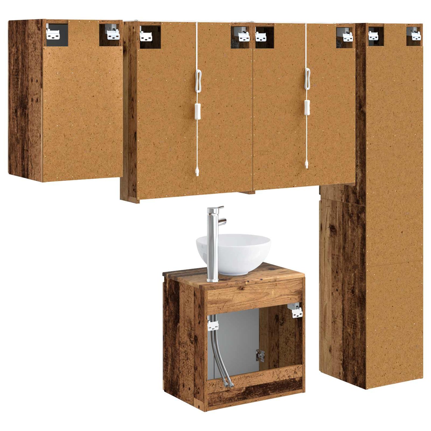 Bathroom Cabinet Set 5 pcs Old Wood 53 x 15.5 x 70 cm