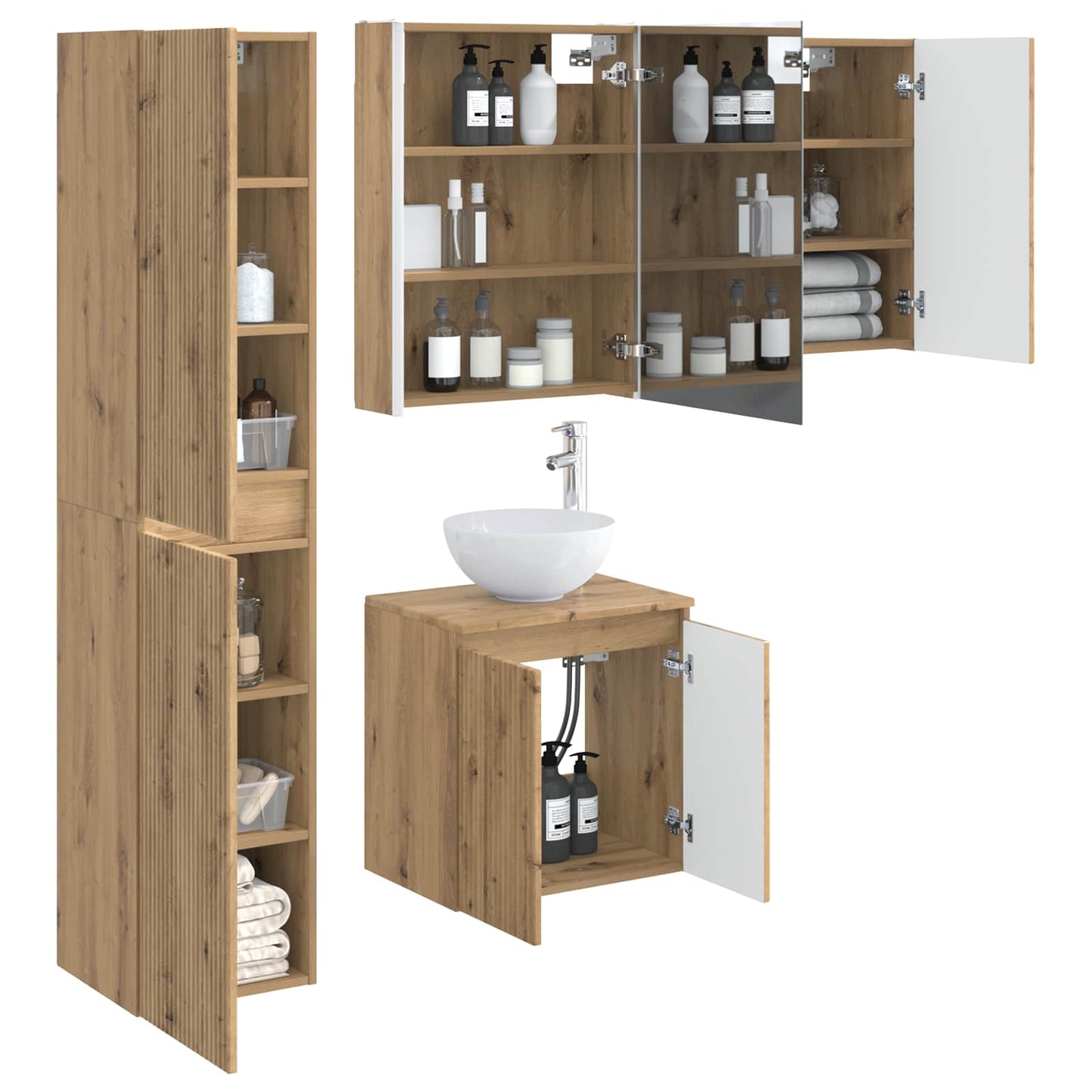 Bathroom Cabinet Set 5 pcs Artisan Oak 53 x 15.5 x 70 cm