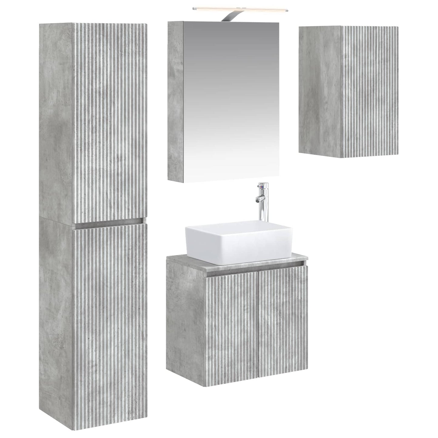 Bathroom Cabinet Set 5 pcs Concrete Grey 50 x 14.5 x 70 cm