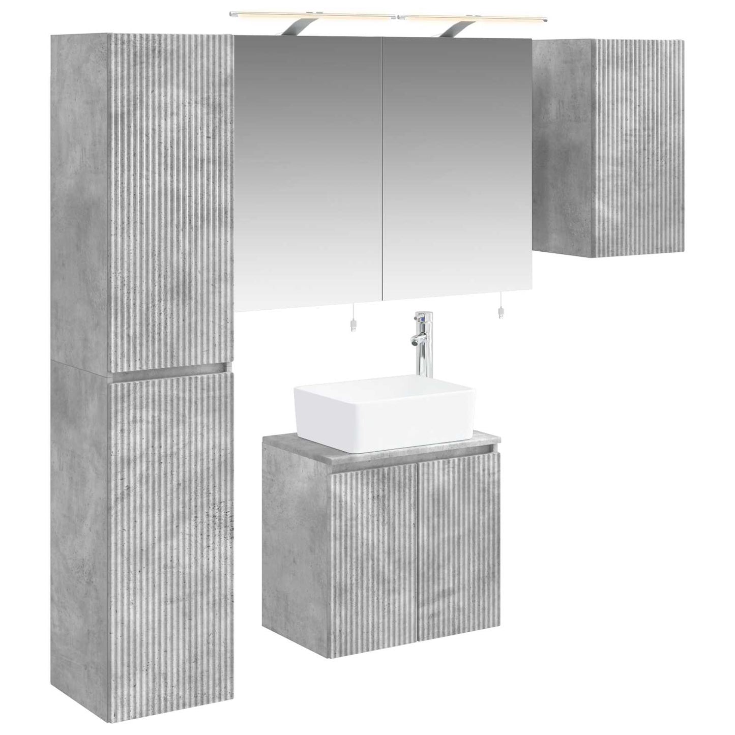 Bathroom Cabinet Set 5 pcs Concrete Grey 50 x 14.5 x 70 cm