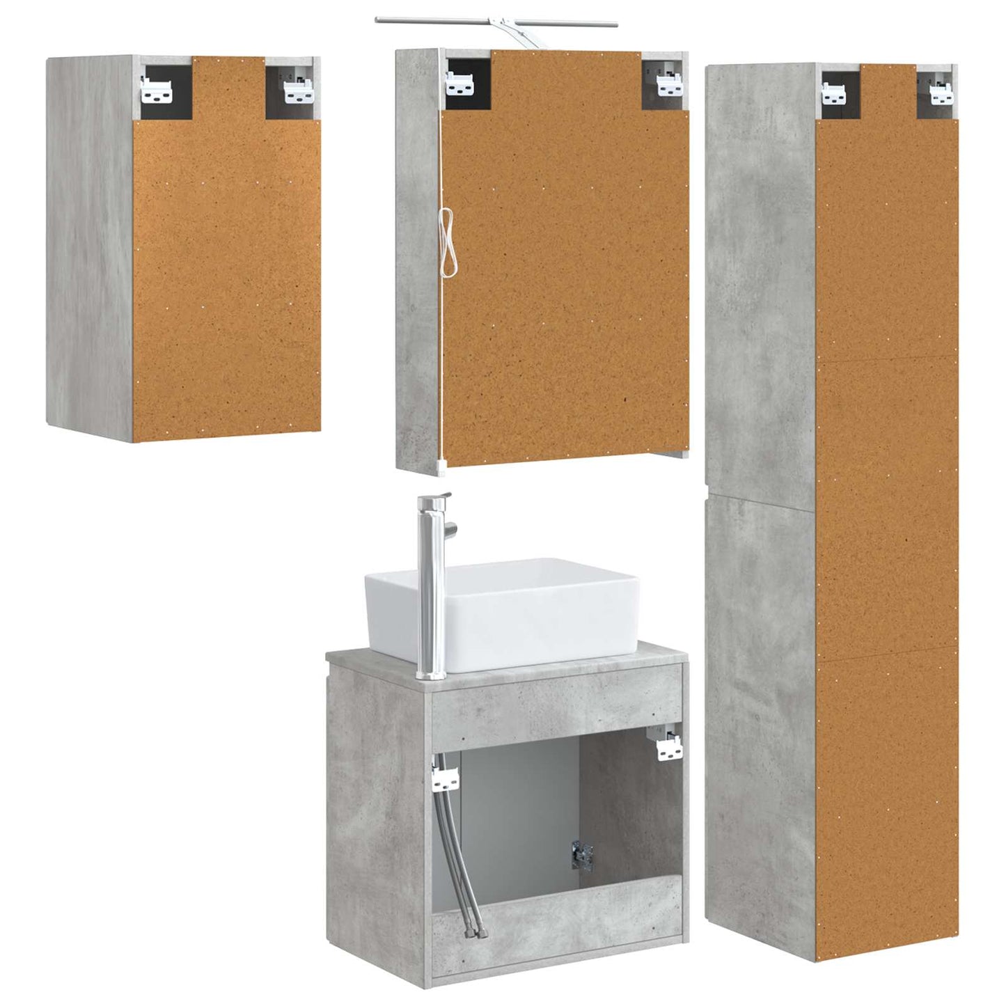 Bathroom Cabinet Set 5 pcs Concrete Grey 50 x 14.5 x 70 cm