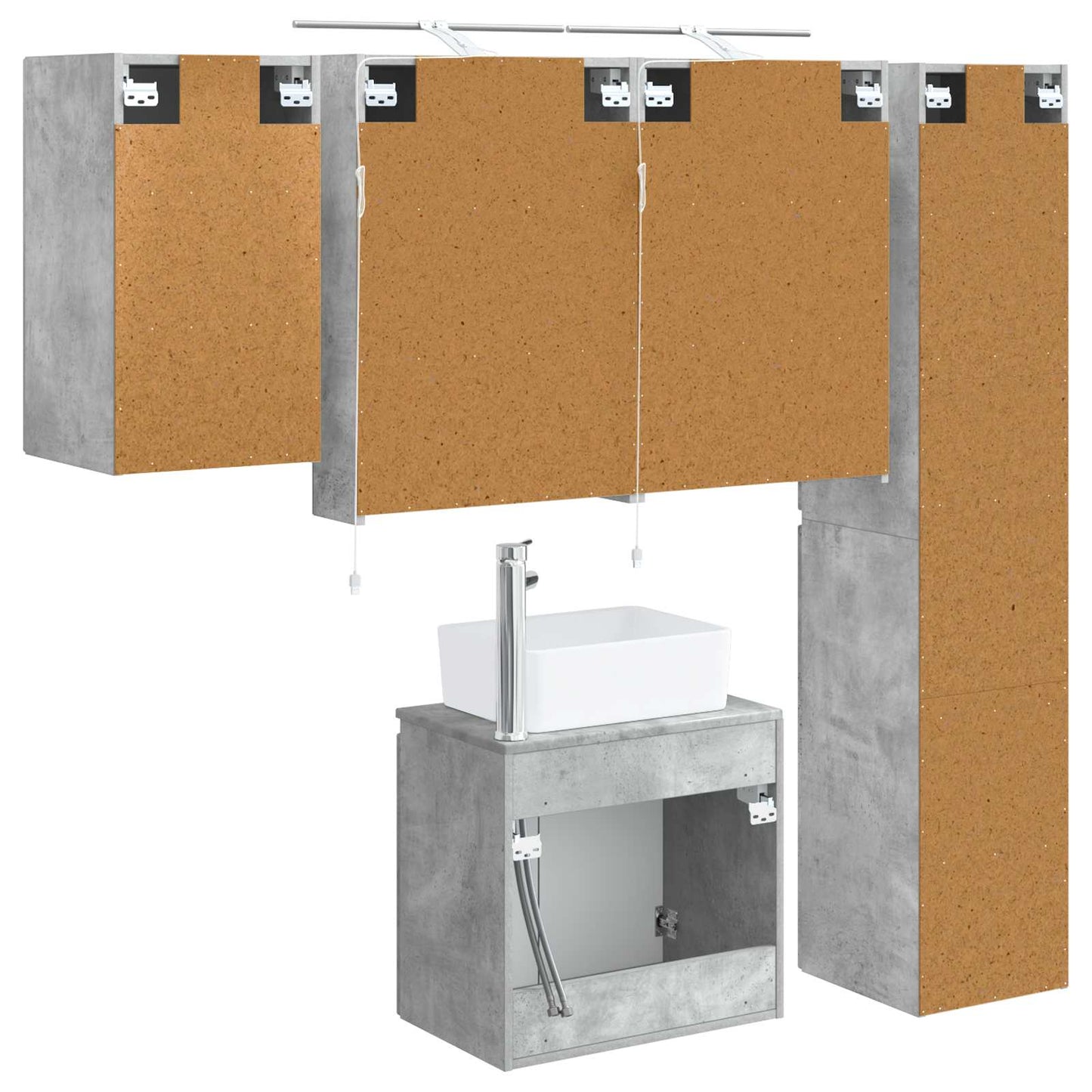 Bathroom Cabinet Set 5 pcs Concrete Grey 50 x 14.5 x 70 cm