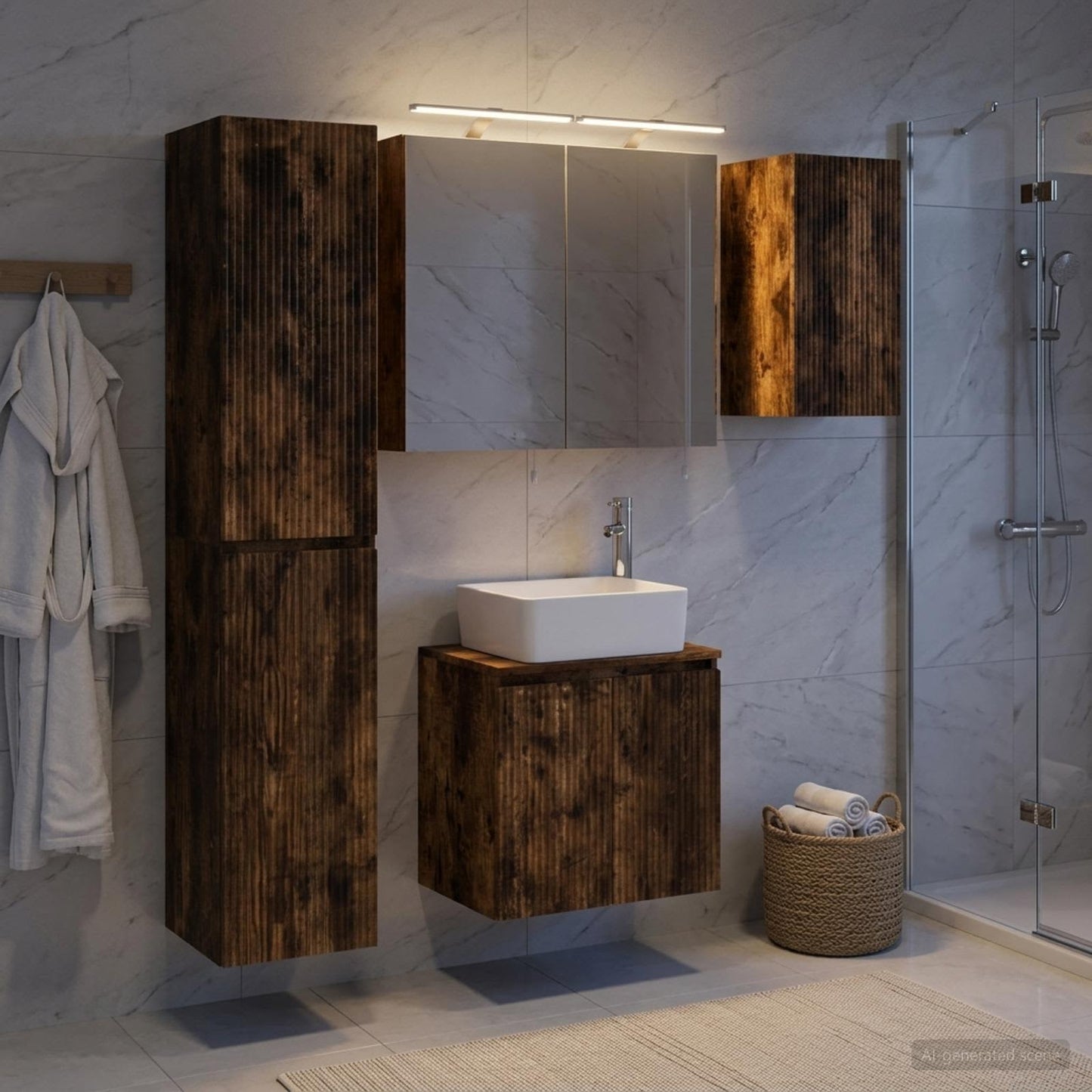 Bathroom Cabinet Set 5 pcs Smoked Oak 50 x 14.5 x 70 cm