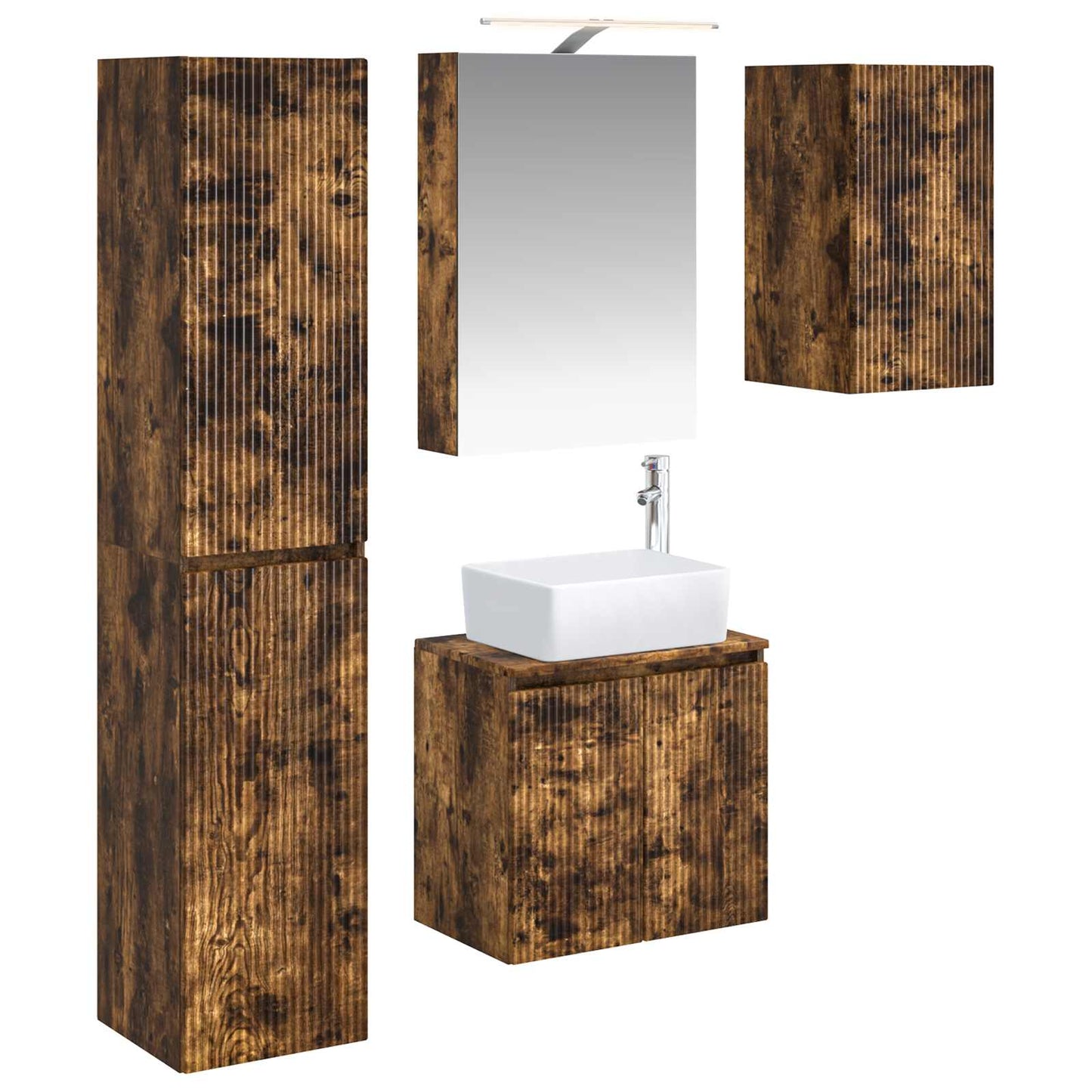 Bathroom Cabinet Set 5 pcs Smoked Oak 50 x 14.5 x 70 cm
