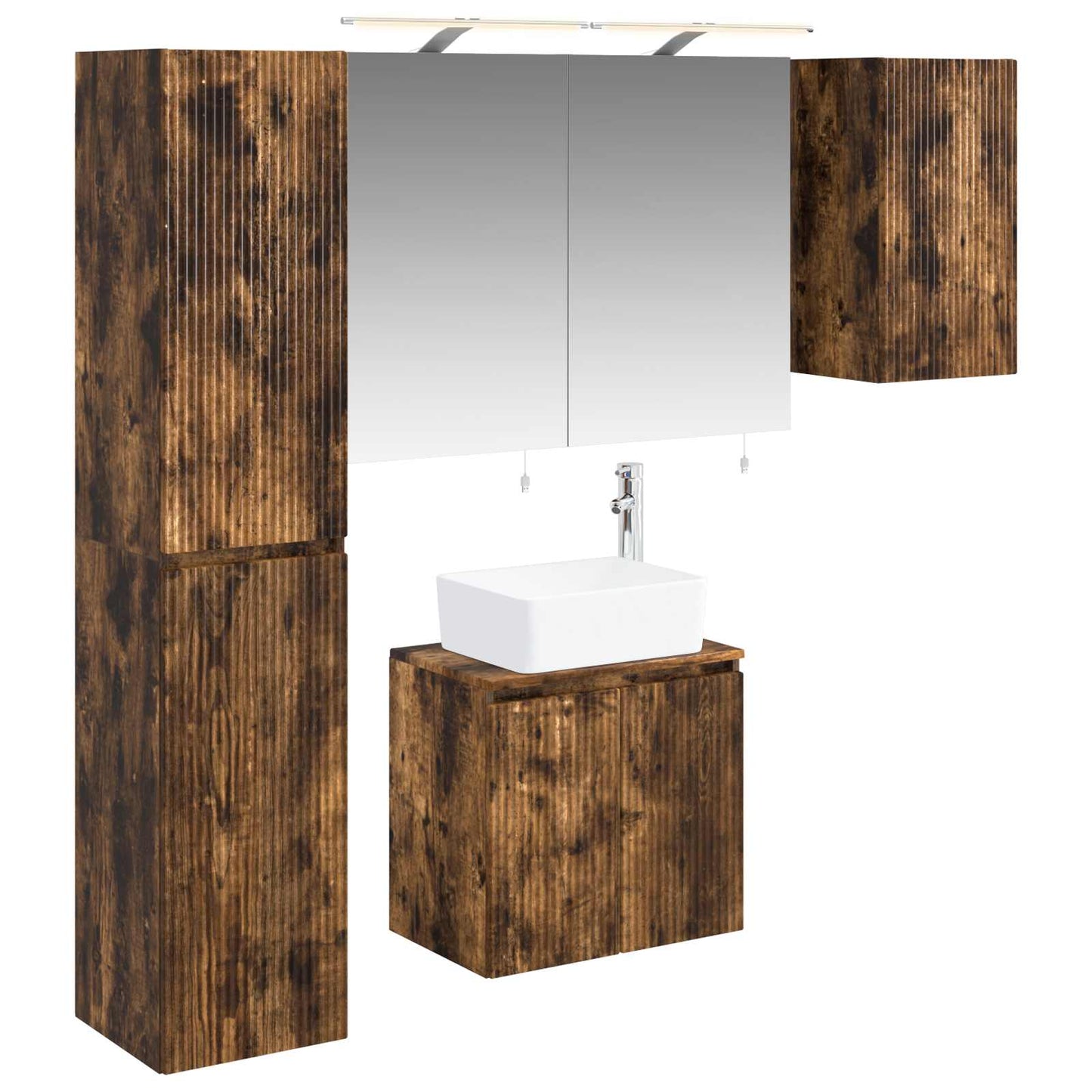Bathroom Cabinet Set 5 pcs Smoked Oak 50 x 14.5 x 70 cm