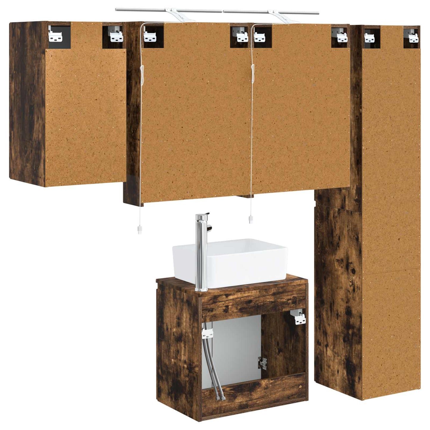 Bathroom Cabinet Set 5 pcs Smoked Oak 50 x 14.5 x 70 cm